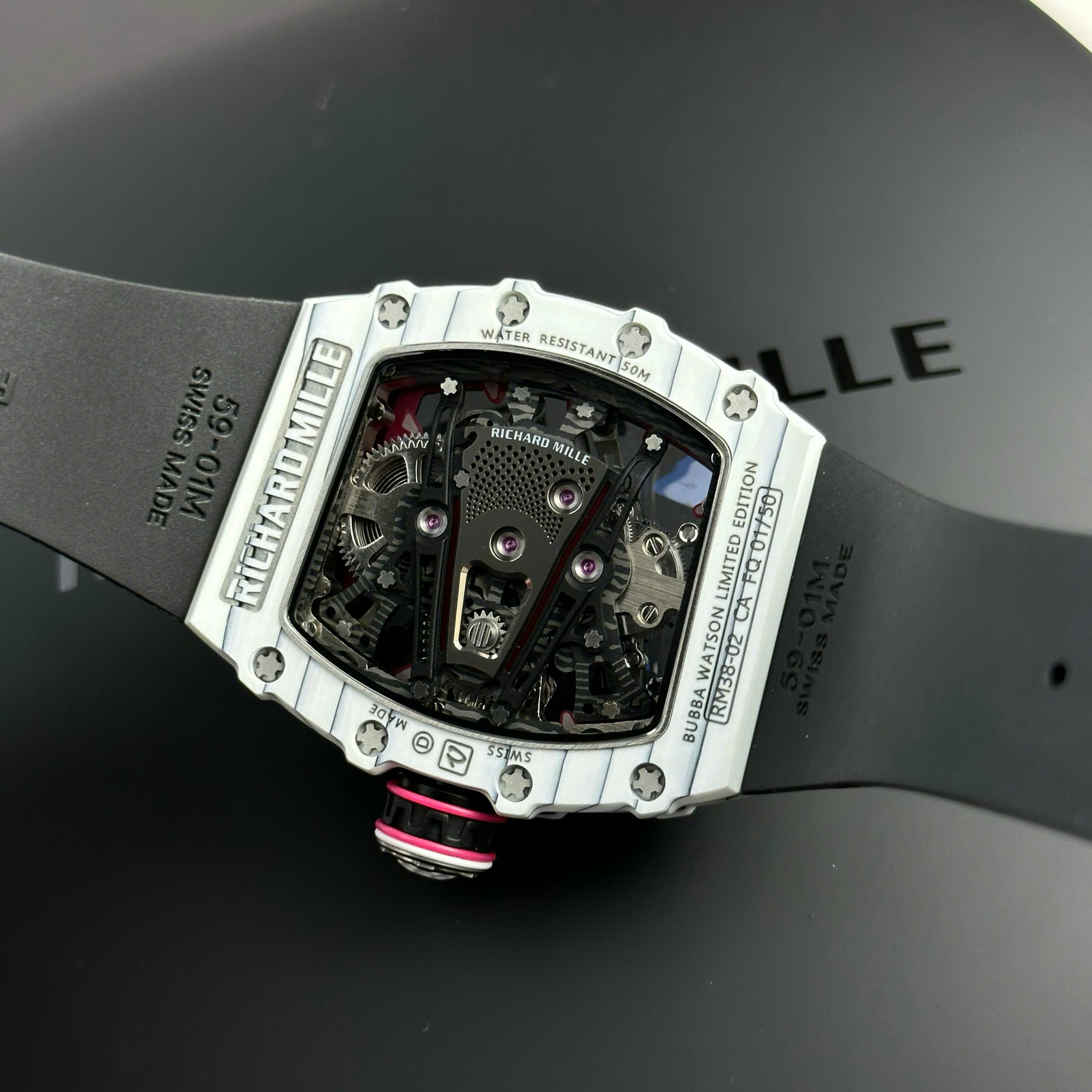 Richard Mille RM38-02 Bubba Watson Knock Off Watch White Dial Carbon Case Tourbillon 43 (4)