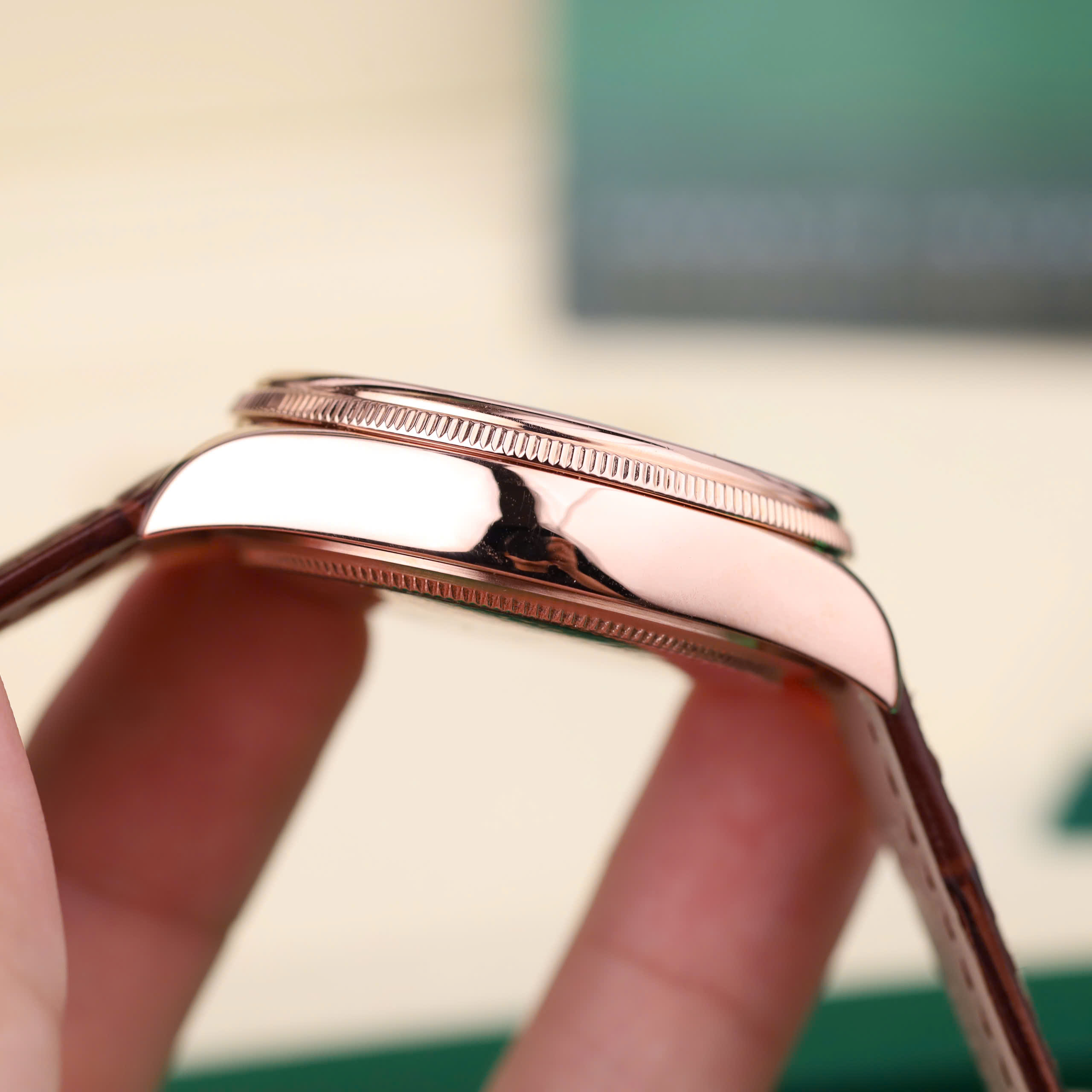 Rolex Cellini Date 50515-0008 Luxury Imitation Watch Rose Gold Wrapped White Dial Leather Strap 39mm (3)