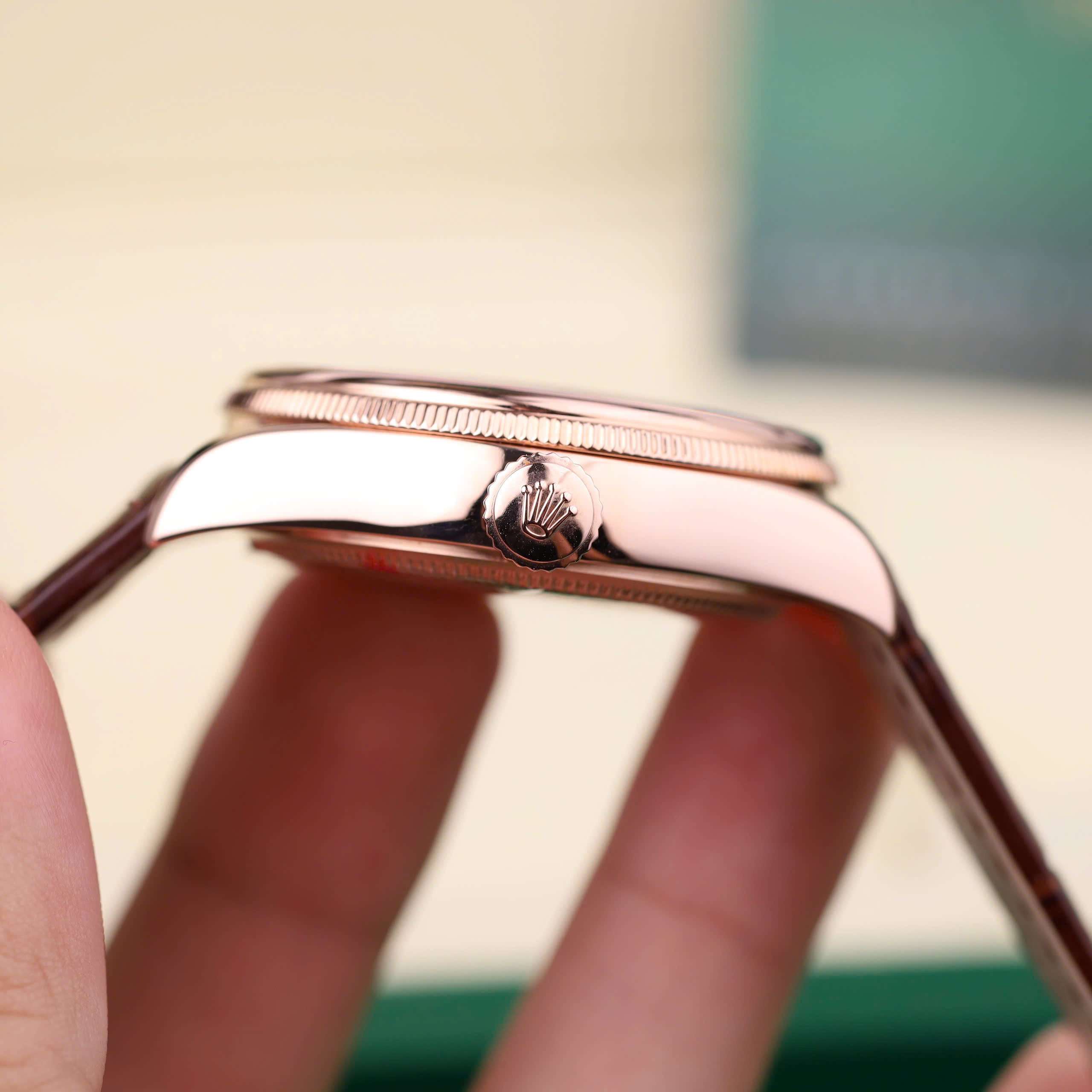 Rolex Cellini Date 50515-0008 Luxury Imitation Watch Rose Gold Wrapped White Dial Leather Strap 39mm (8)