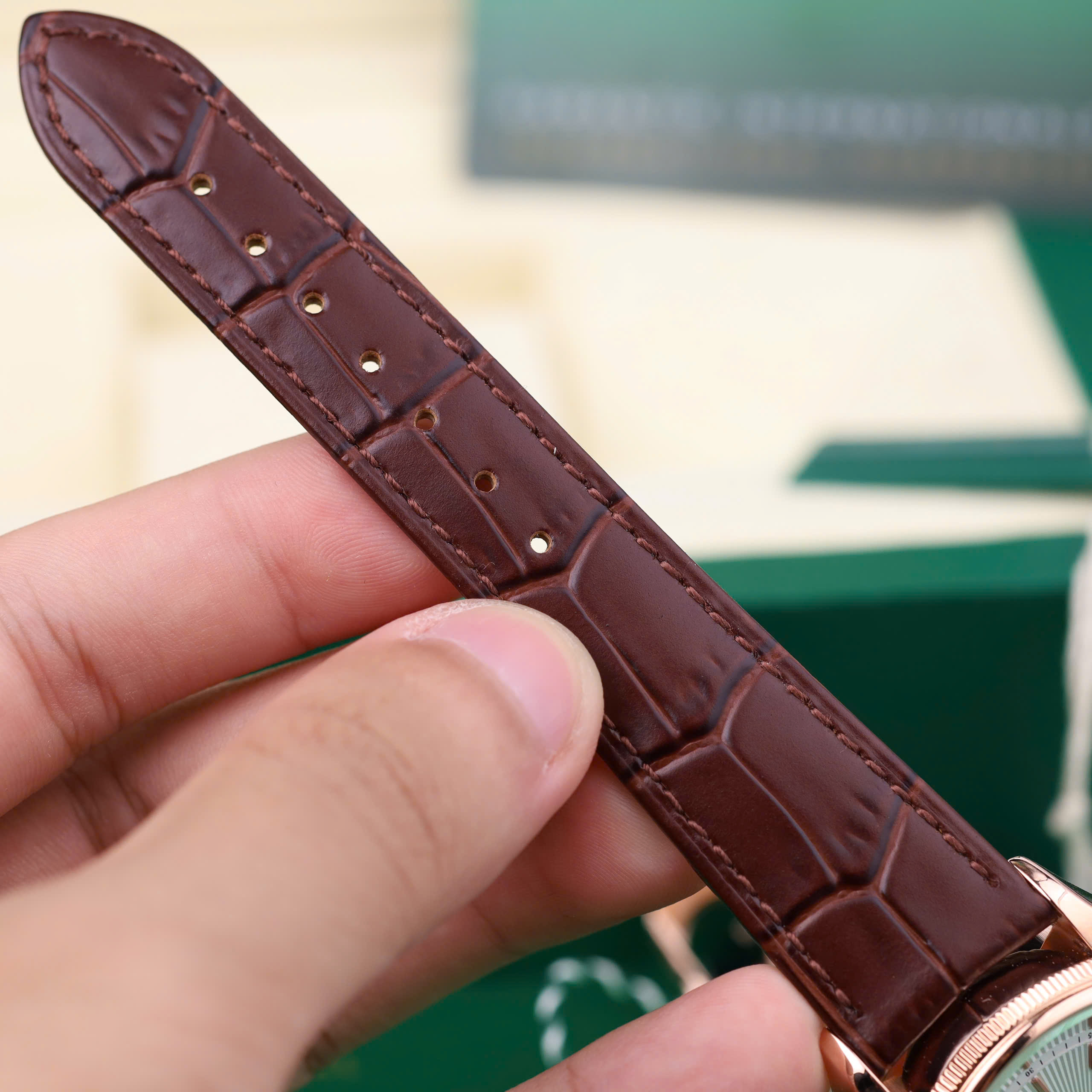 Rolex Cellini Date 50515-0008 Luxury Imitation Watch Rose Gold Wrapped White Dial Leather Strap 39mm (9)