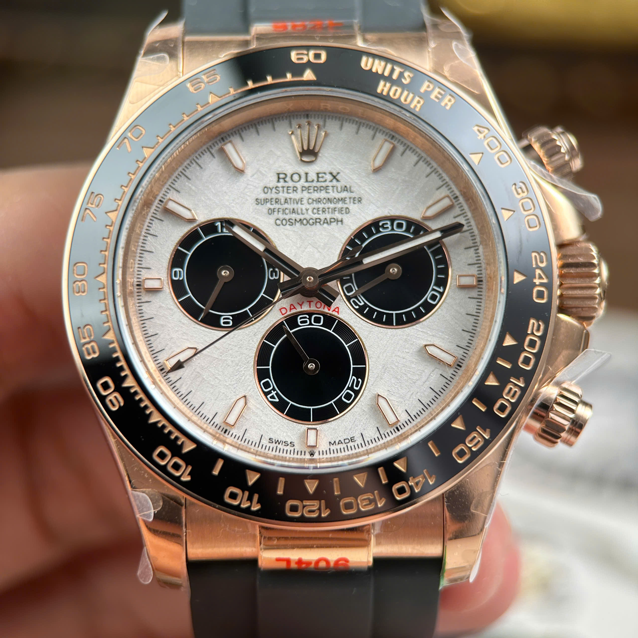 Rolex Cosmograph Daytona 126515 Imitation Watch Rose Gold Plate Meteorite Dial Gain Weight QF Factory 40mm (13)