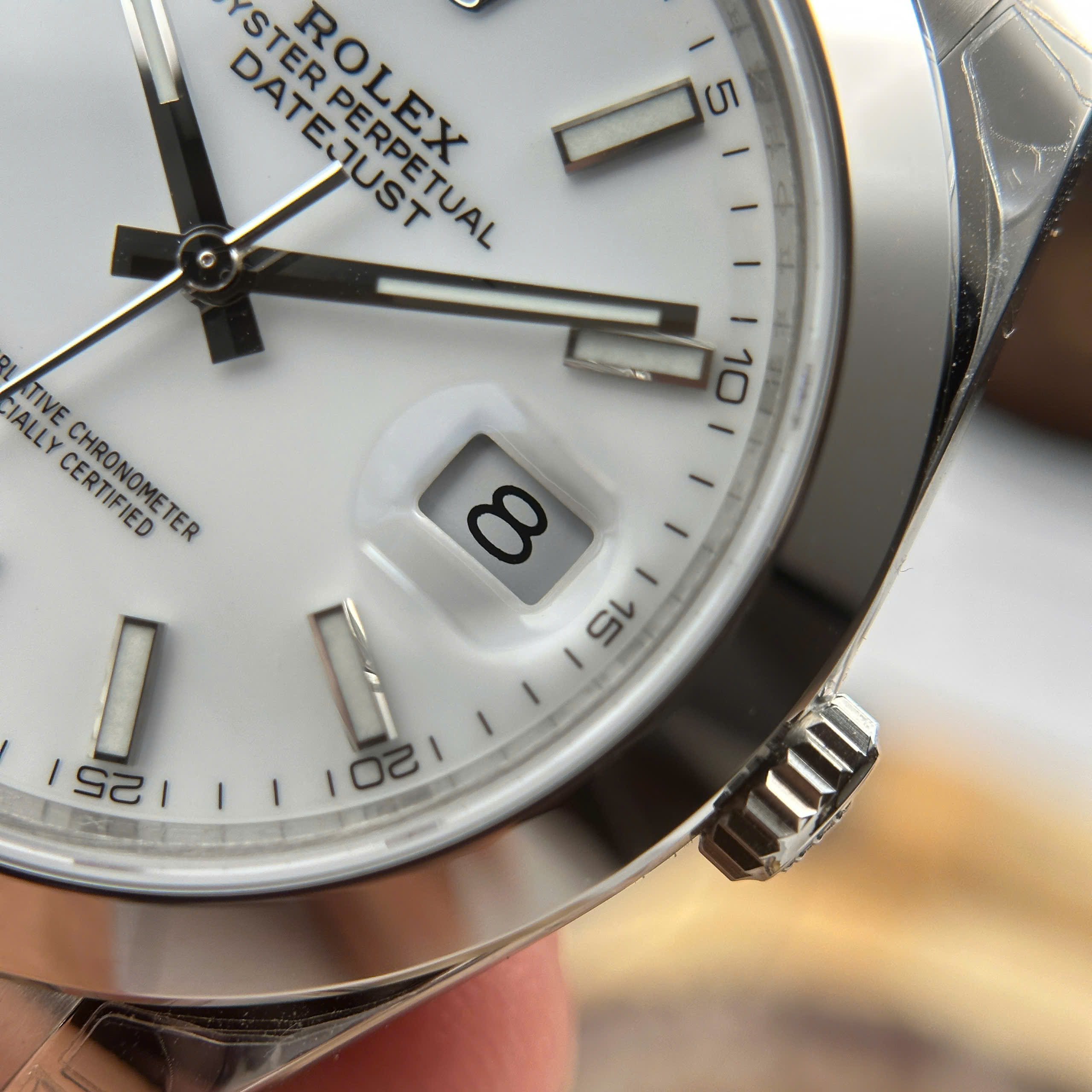 Rolex DateJust 126334 Replica Watch White Dial Oyster Strap Index Hours VS Factory 41mm (7)