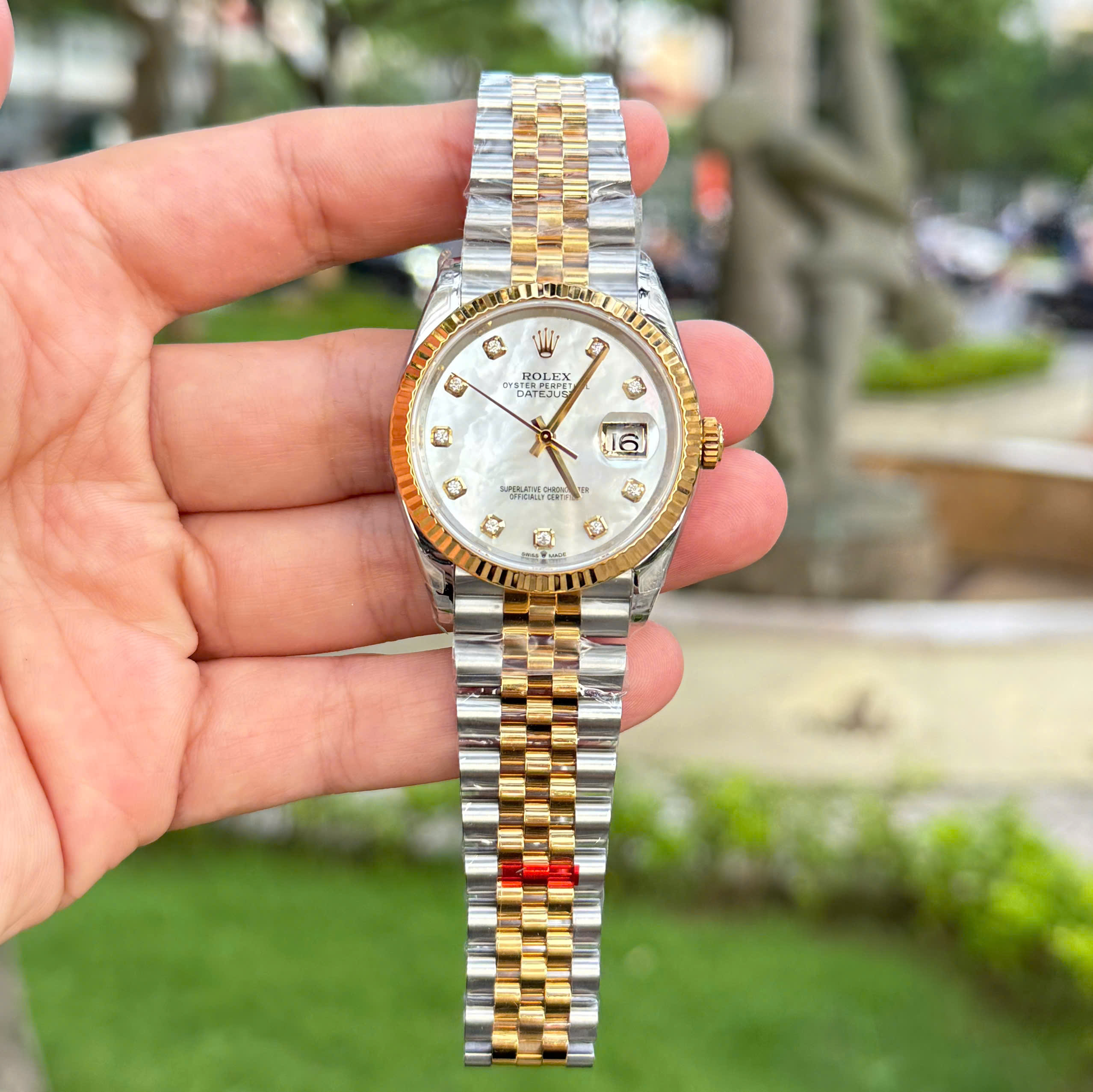 Rolex DateJust Good Imitation Watch Two Tone Gold Plate Mother Of Pearl Dial VS Factory 36mm (1)