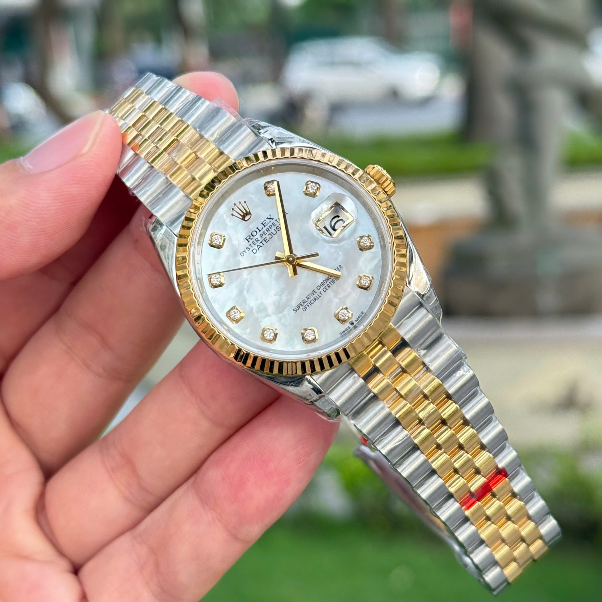 Rolex DateJust Good Imitation Watch Two Tone Gold Plate Mother Of Pearl Dial VS Factory 36mm (10)