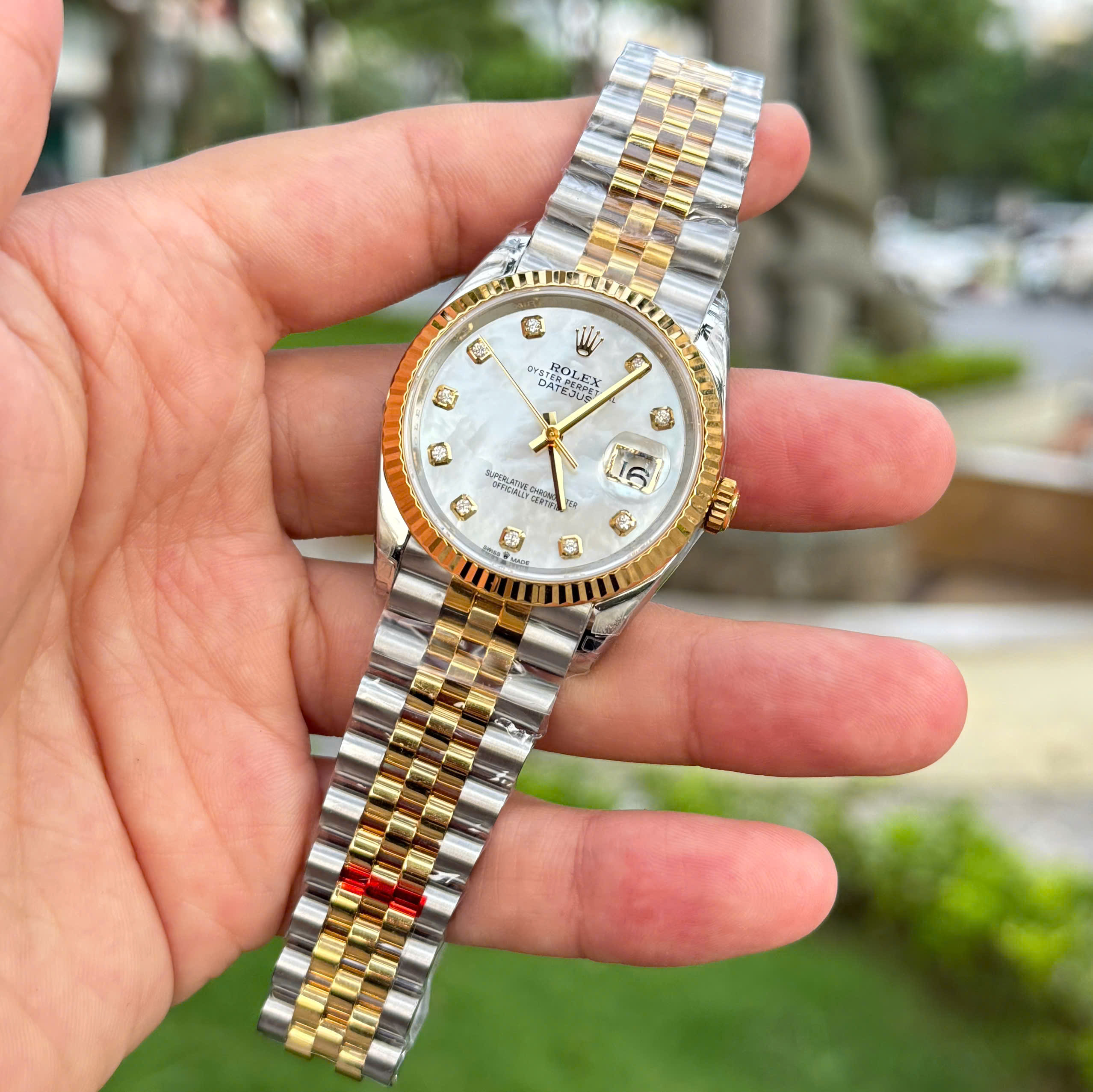 Rolex DateJust Good Imitation Watch Two Tone Gold Plate Mother Of Pearl Dial VS Factory 36mm (11)
