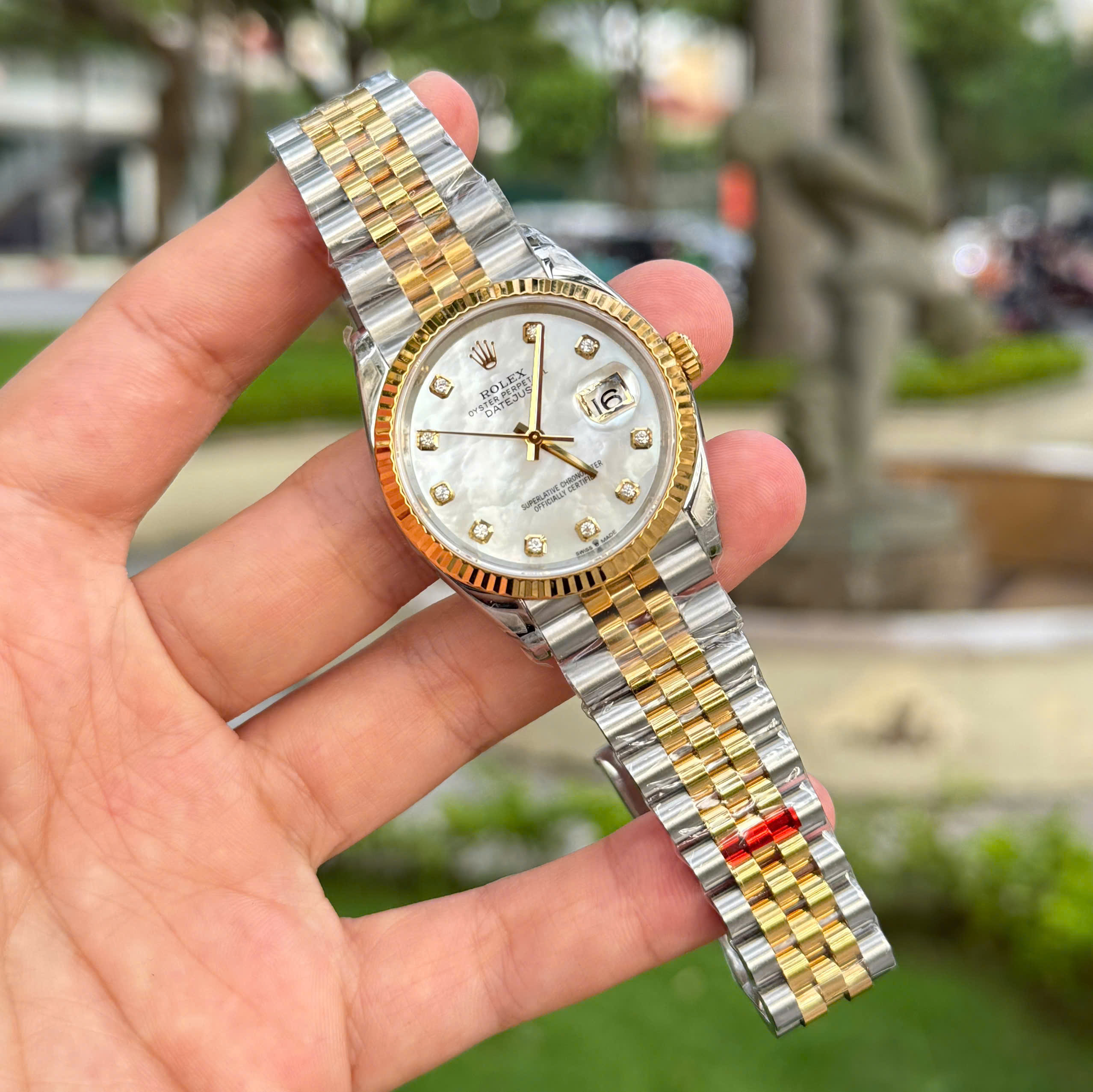 Rolex DateJust Good Imitation Watch Two Tone Gold Plate Mother Of Pearl Dial VS Factory 36mm (12)