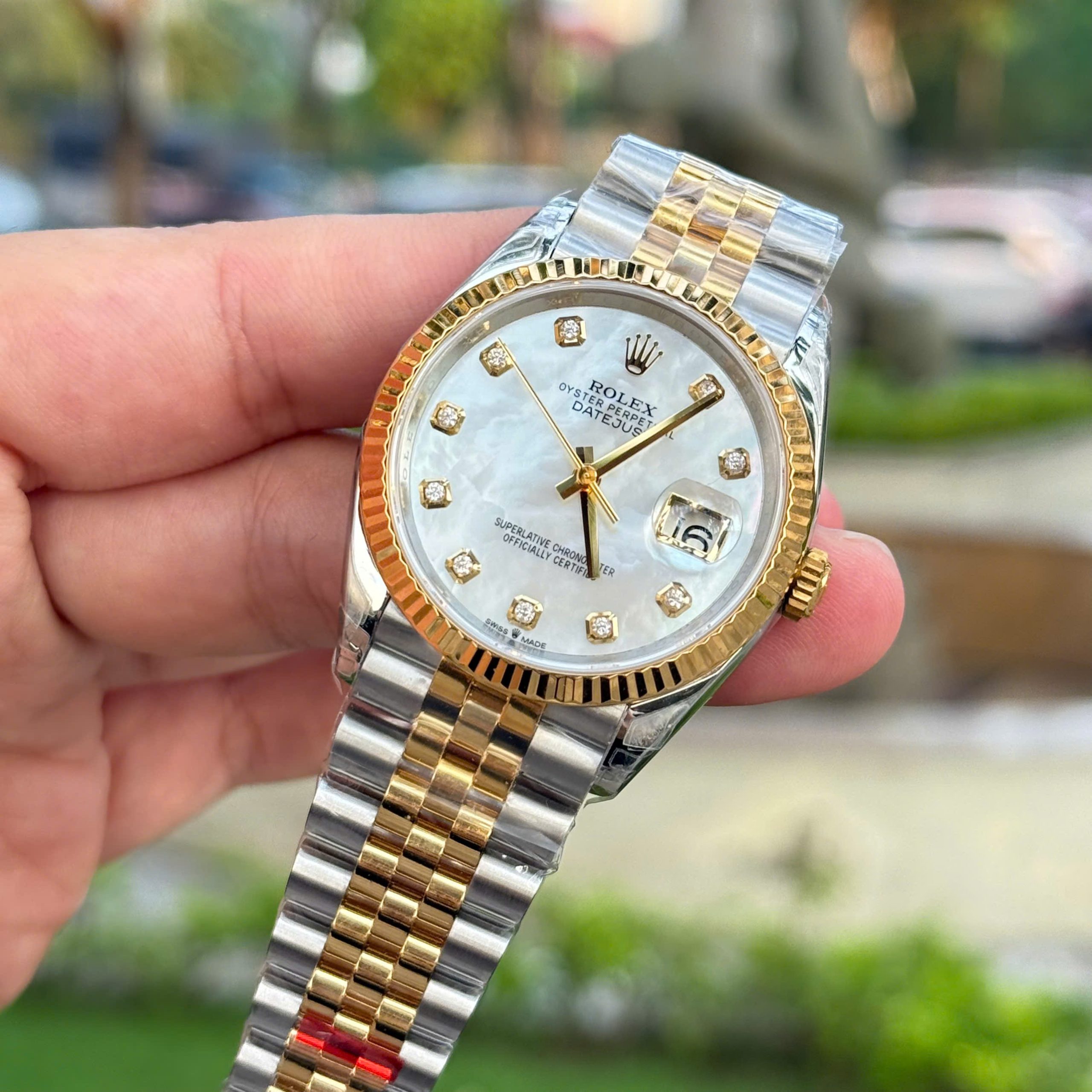Rolex DateJust Good Imitation Watch Two Tone Gold Plate Mother Of Pearl Dial VS Factory 36mm (5)