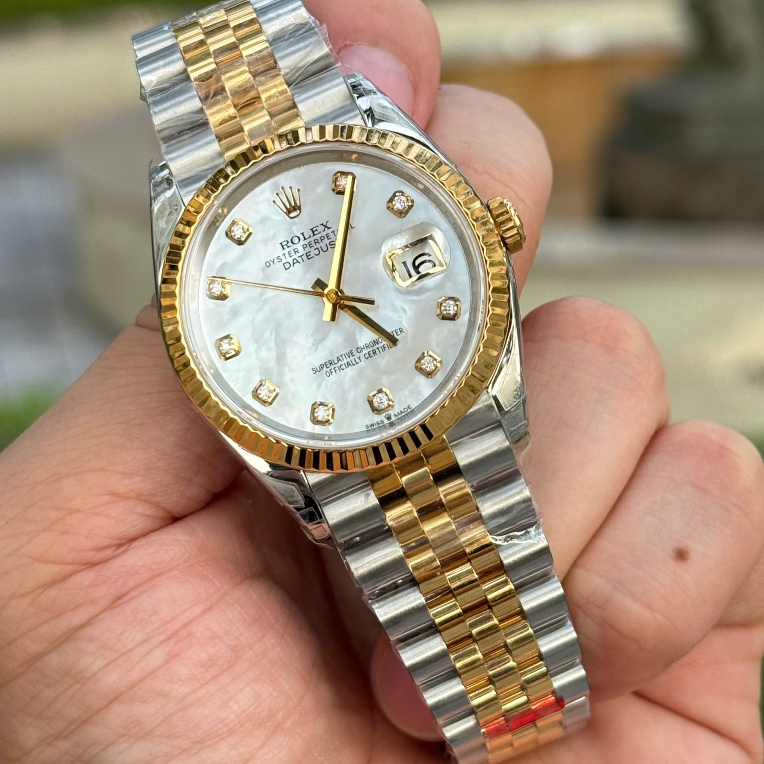 Rolex DateJust Good Imitation Watch Two Tone Gold Plate Mother Of Pearl Dial VS Factory 36mm (6)