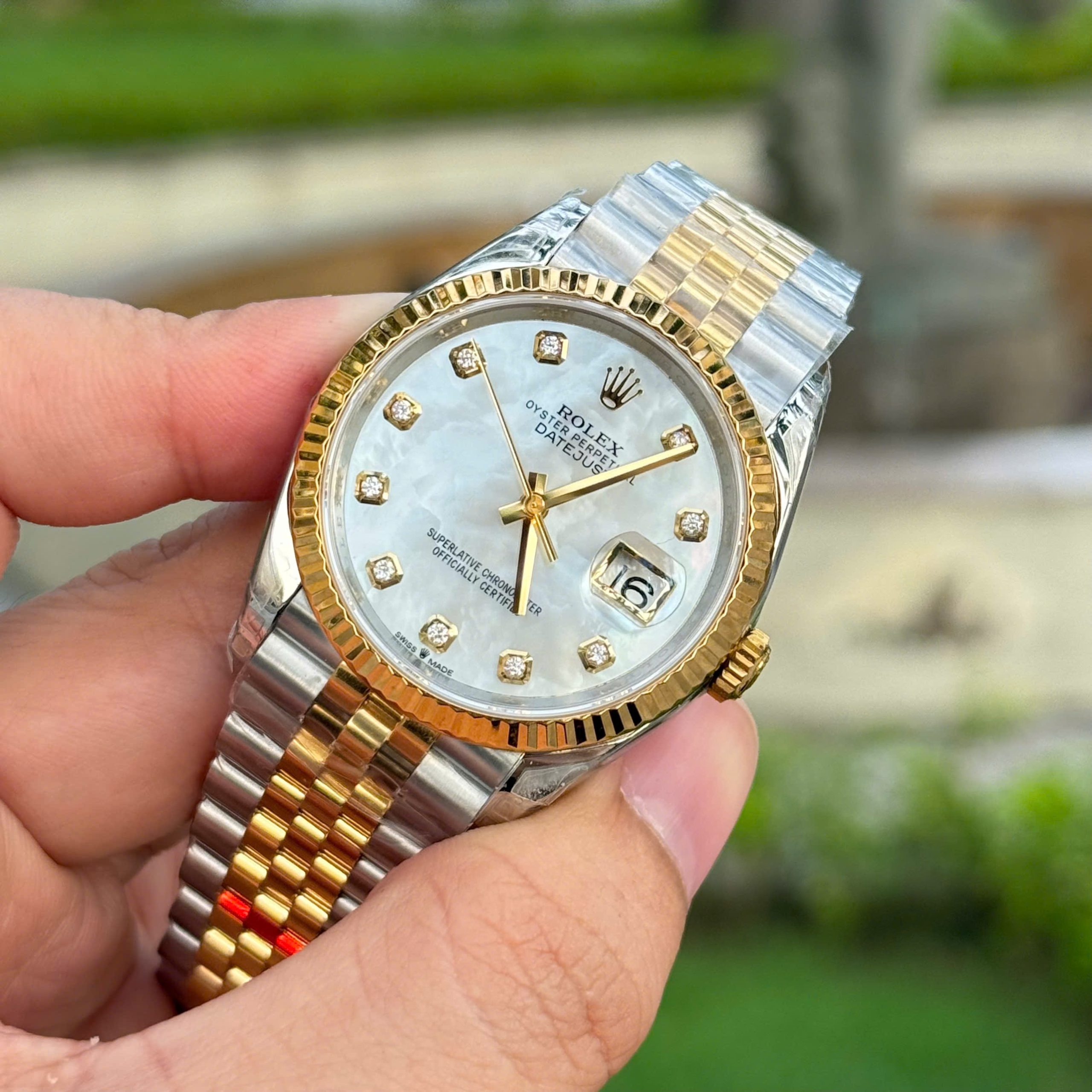 Rolex DateJust Good Imitation Watch Two Tone Gold Plate Mother Of Pearl Dial VS Factory 36mm (8)