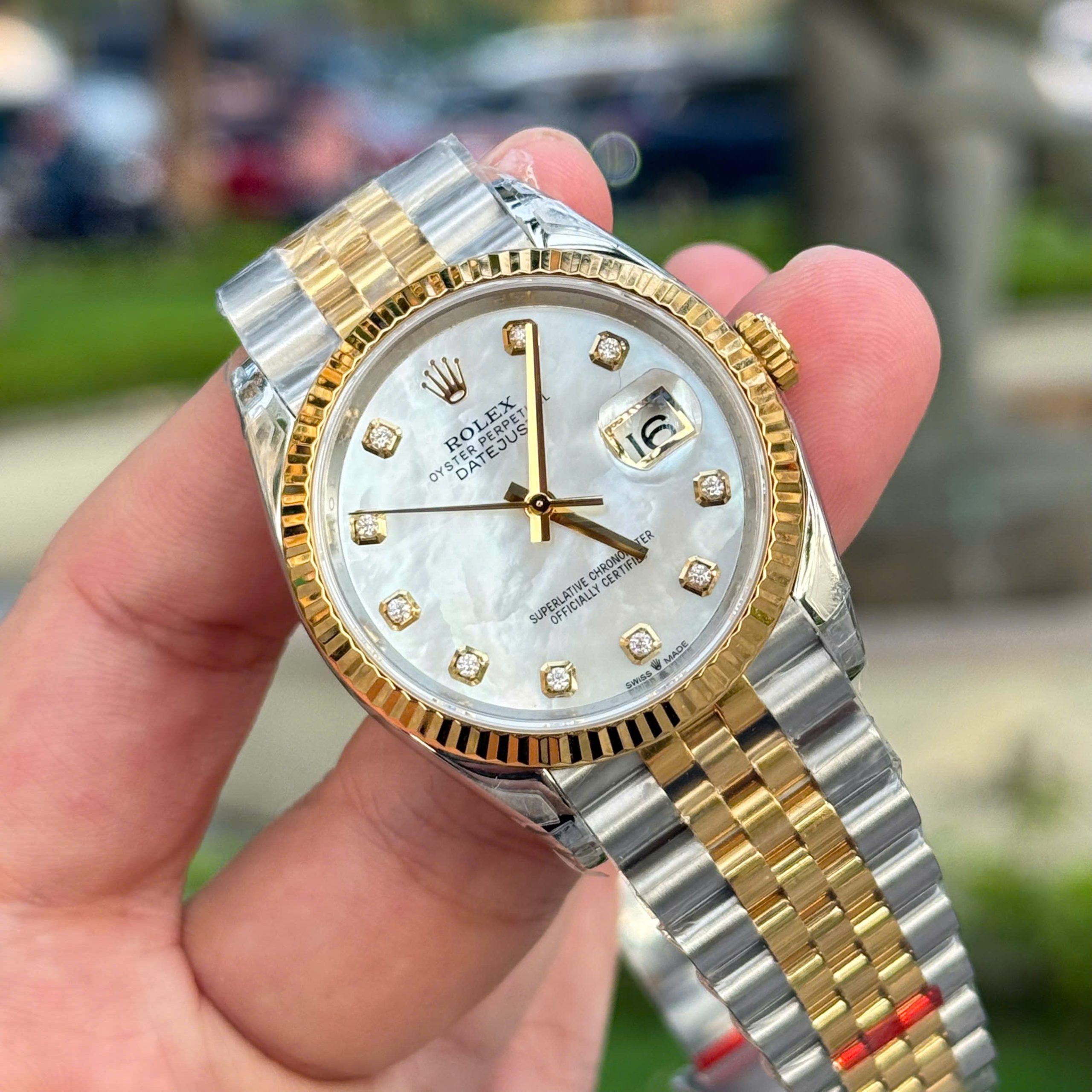 Rolex DateJust Good Imitation Watch Two Tone Gold Plate Mother Of Pearl Dial VS Factory 36mm (9)