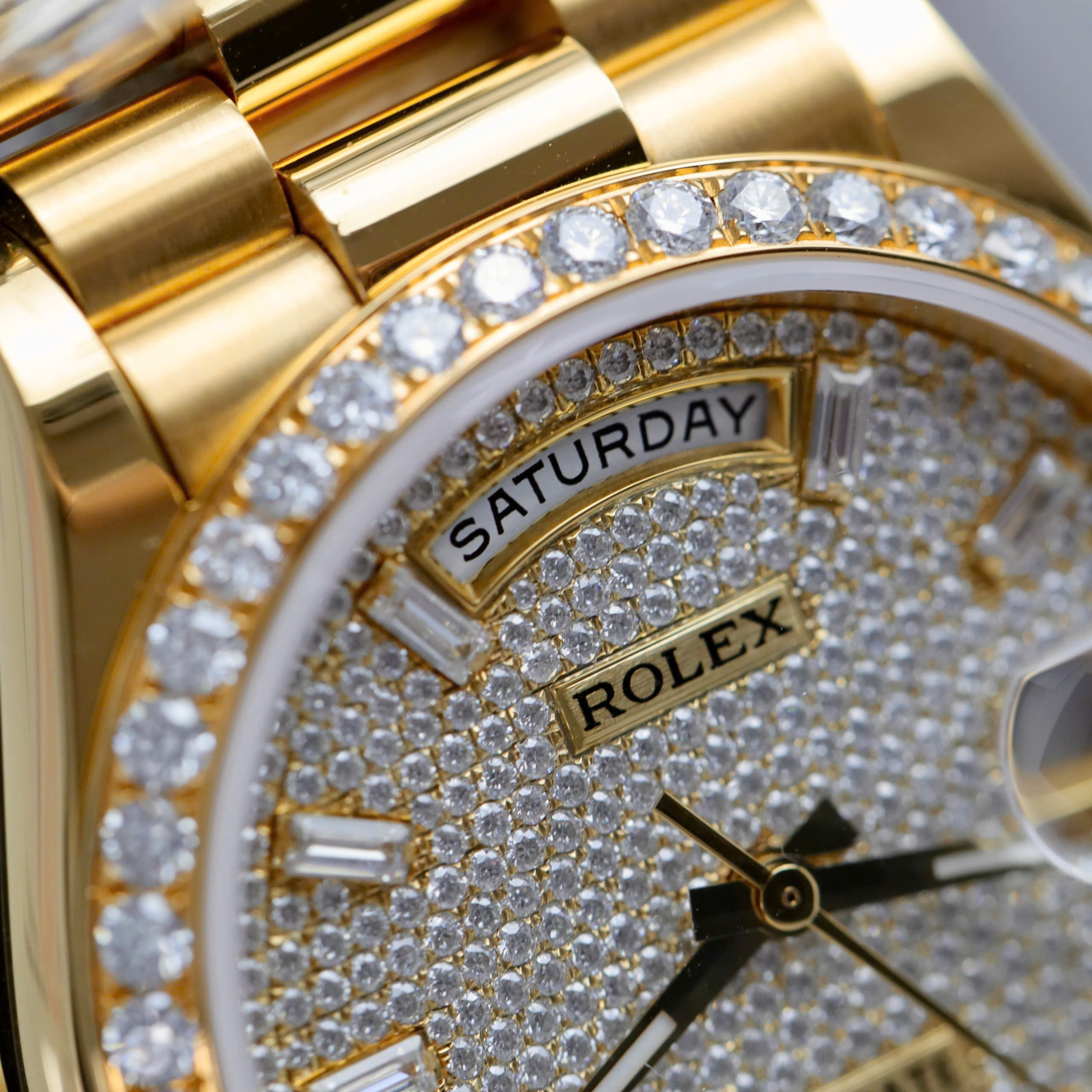 Rolex Day-Date Imitaiton Watch 18K Gold Wrapped Diamond Moissanite Dial & Bezel 36mm (5)
