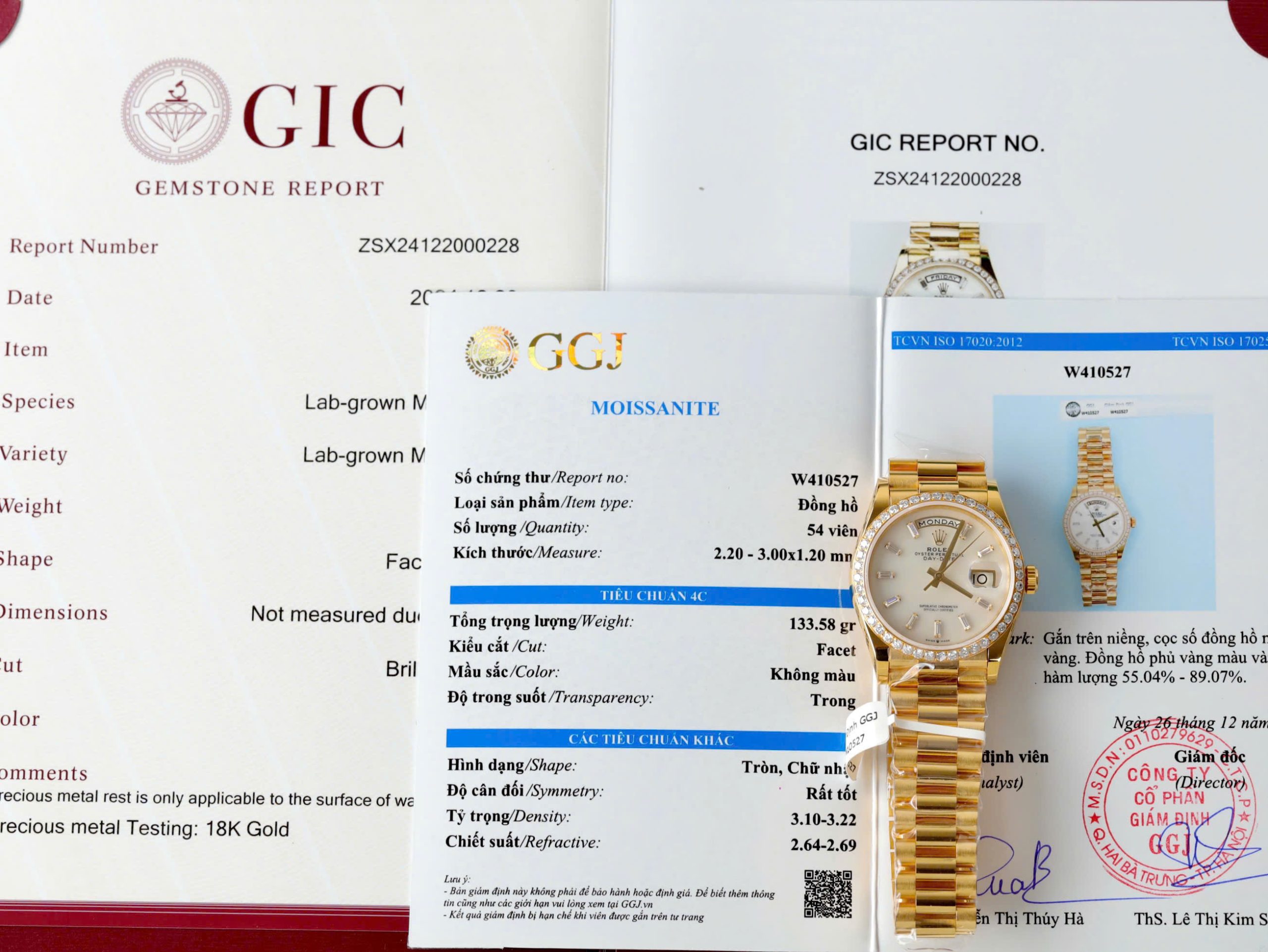 Rolex Day-Date Imitation Luxury Watch Mother Of Pearl Dial Gold Wrapped + Moissanite GM Factory 36mm (8)