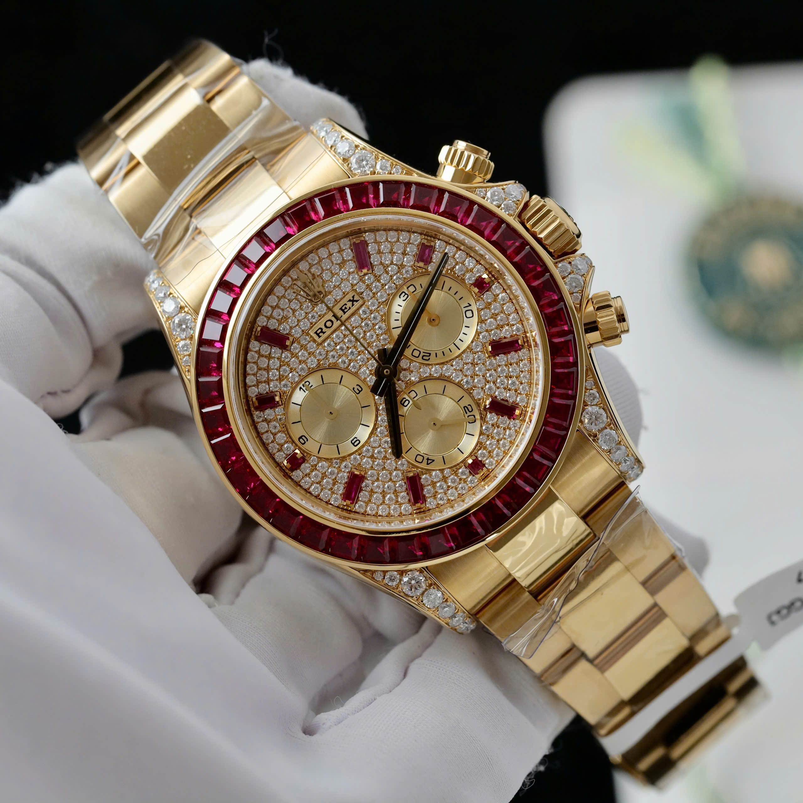 Rolex Daytona 126598TRU Best Quality Replica Watch 18K Gold Wrapped + Ruby + Diamond Moissanite 40mm (6)