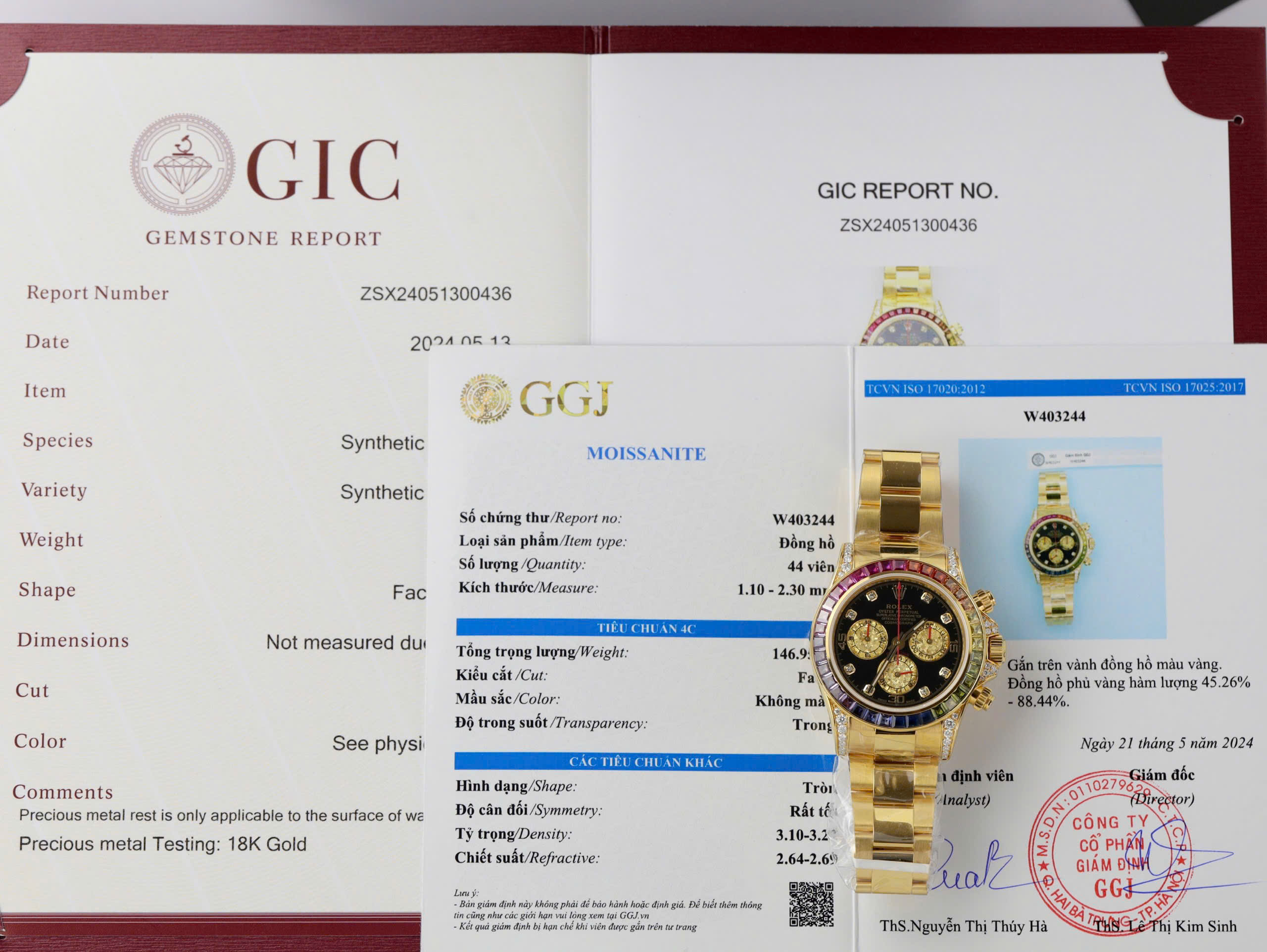 Rolex Daytona Rainbow Replica Watches Gold 18K Wrapped + Gem + Moissanite Black Dial 40mm (10)