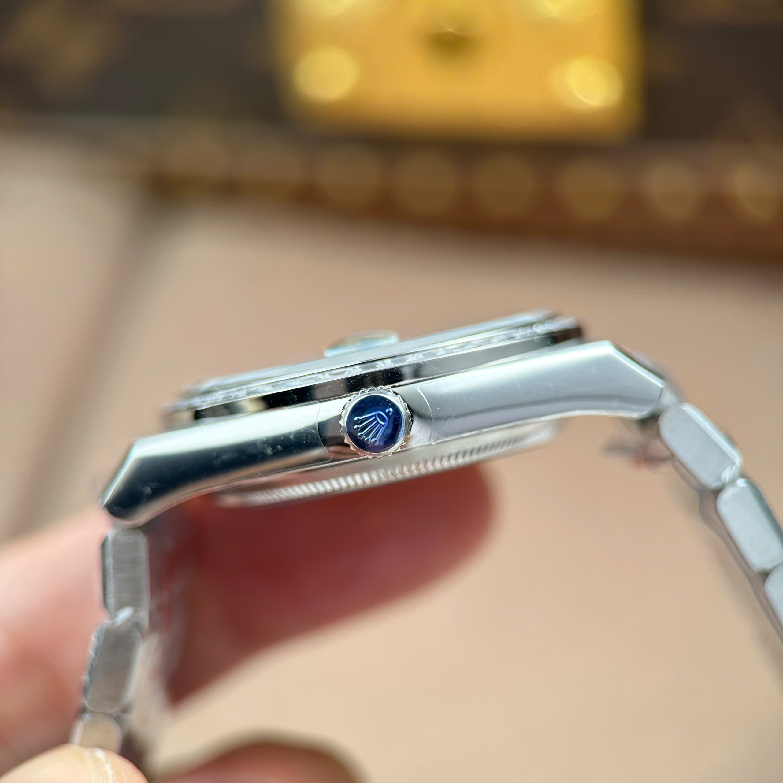 Rolex Land-Dweller Best Quality Replica Watch Ice Blue Dial Rhinestone Baguette Bezel Clean Factory 36mm (6)