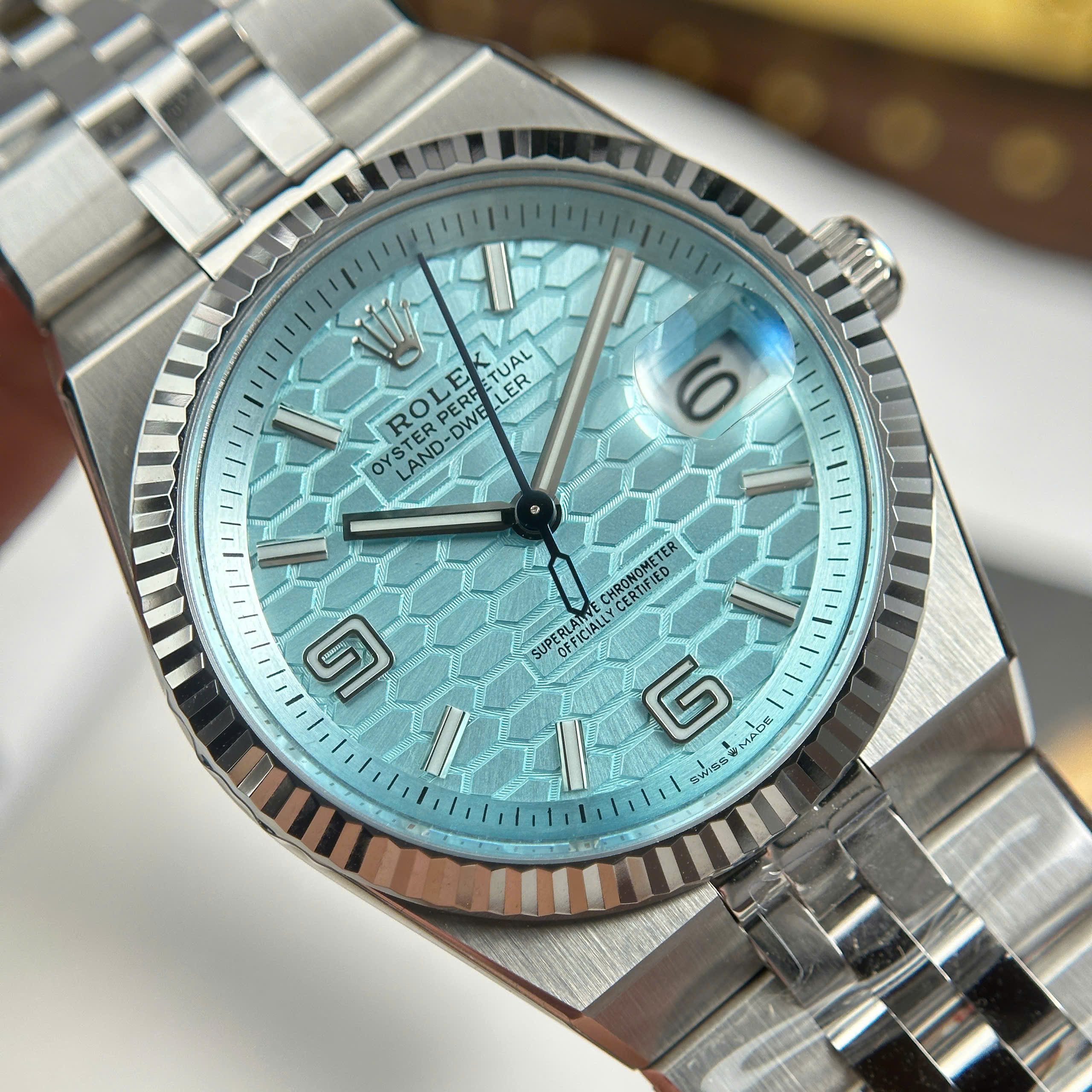 Rolex Land-Dweller Imitaiton Watch Ice Blue DIal Stainless Steel Automatic Clean Factory 36mm (12)