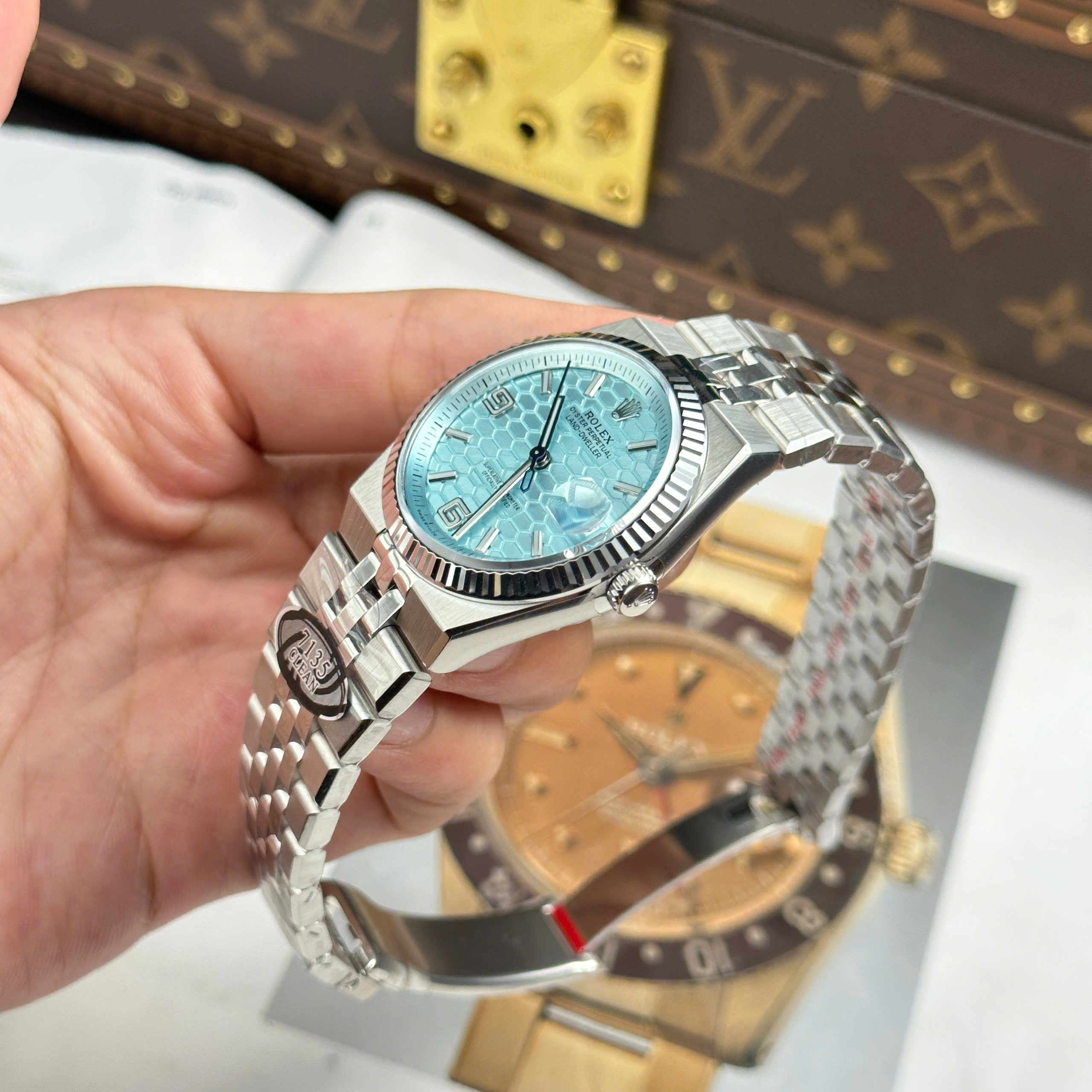 Rolex Land-Dweller Imitaiton Watch Ice Blue DIal Stainless Steel Automatic Clean Factory 36mm (13)