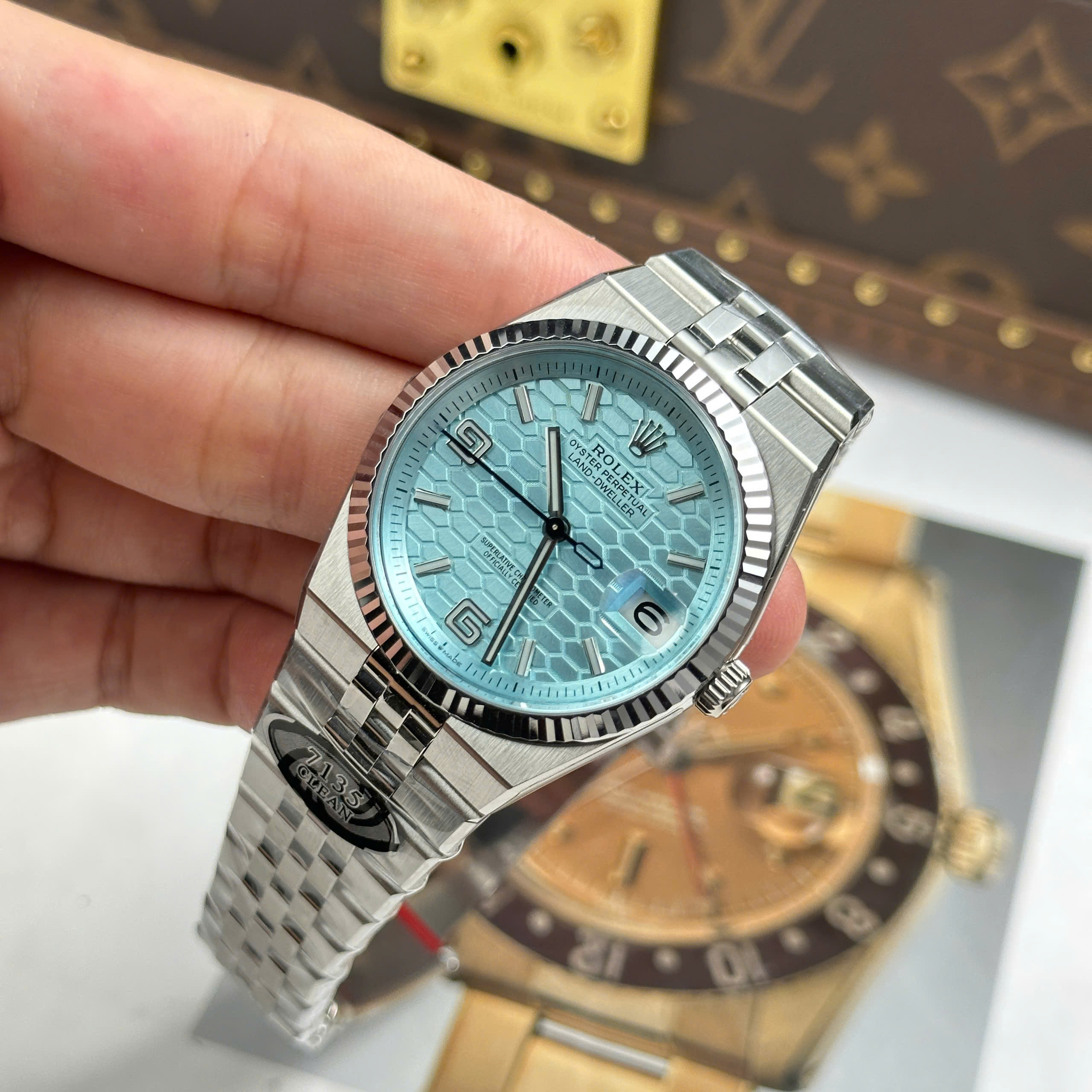 Rolex Land-Dweller Imitaiton Watch Ice Blue DIal Stainless Steel Automatic Clean Factory 36mm (14)