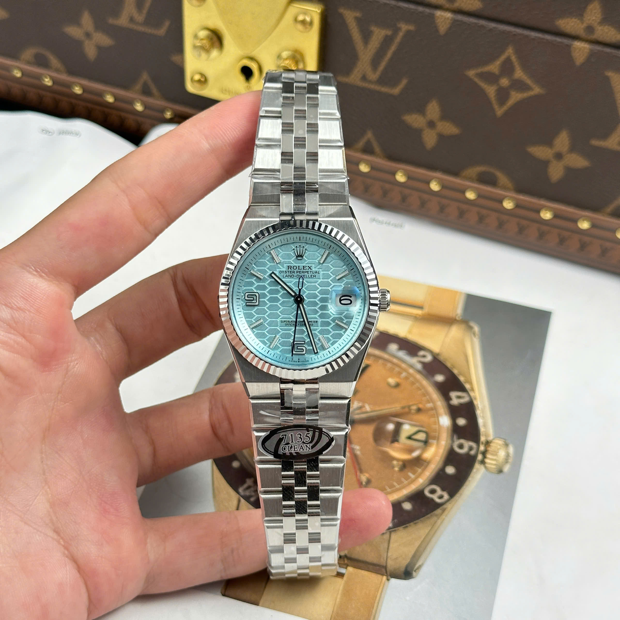 Rolex Land-Dweller Imitaiton Watch Ice Blue DIal Stainless Steel Automatic Clean Factory 36mm (16)