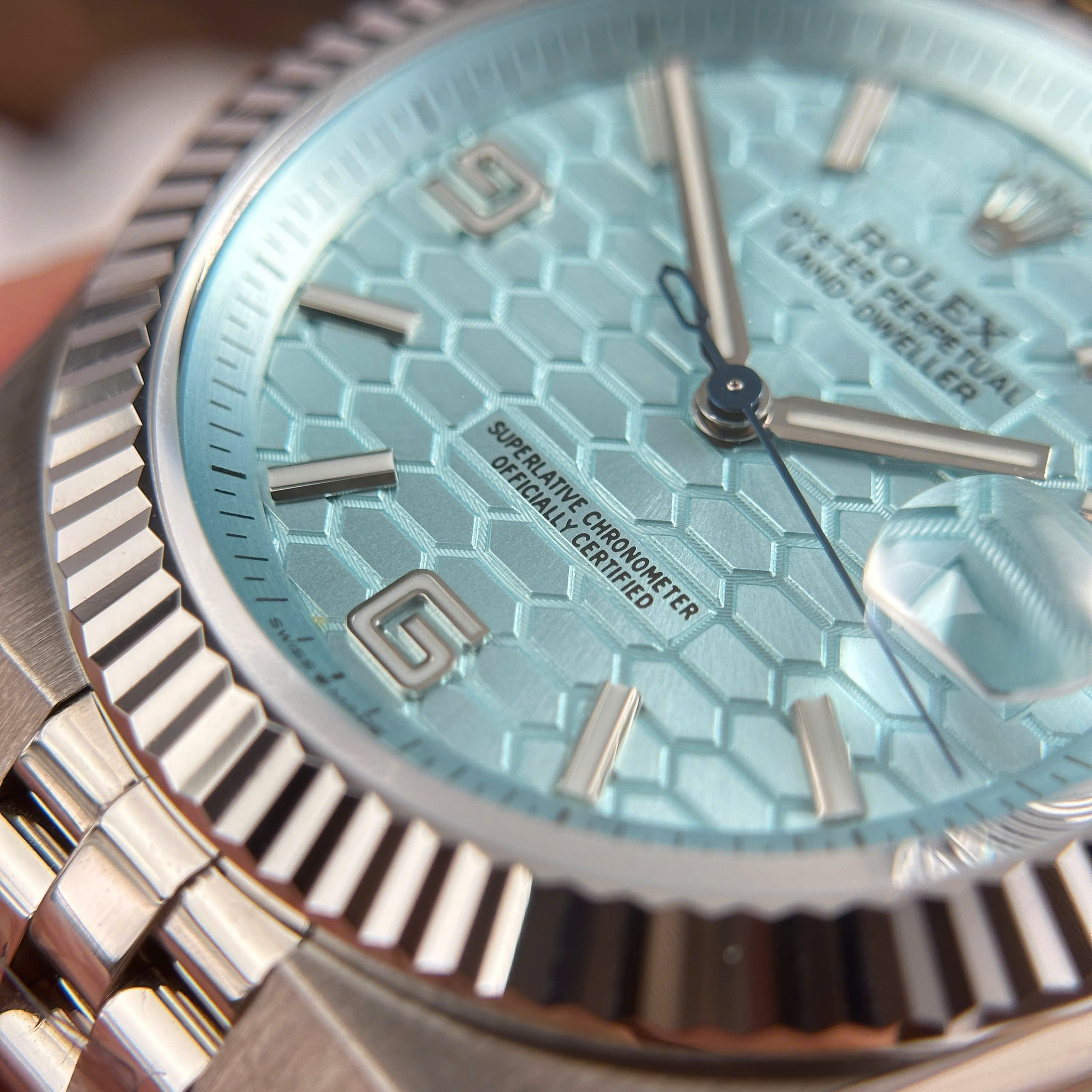 Rolex Land-Dweller Replica Watch Ice Blue Dial Stainless Steel Automatic Clean Factory 40mm (10)