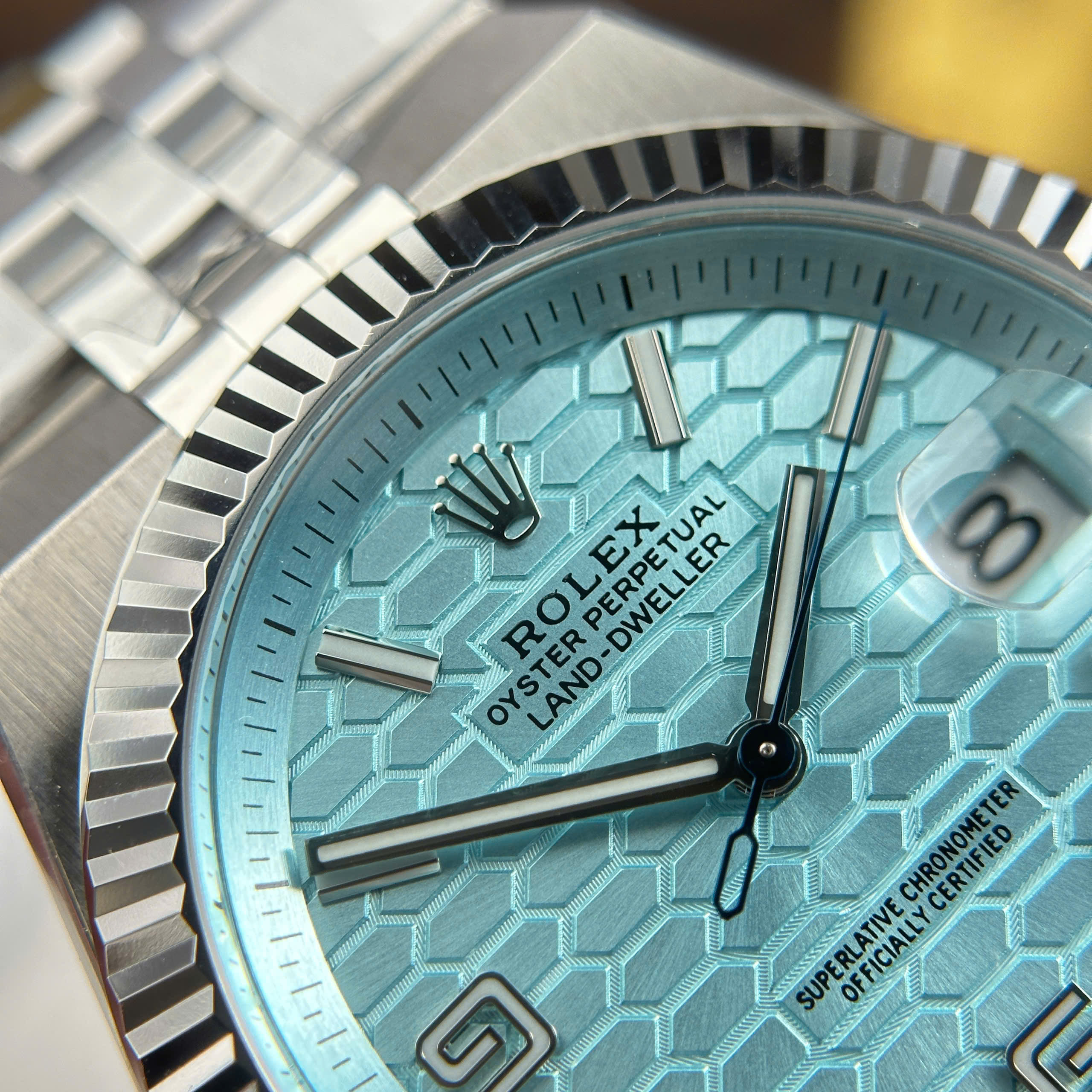 Rolex Land-Dweller Replica Watch Ice Blue Dial Stainless Steel Automatic Clean Factory 40mm (11)