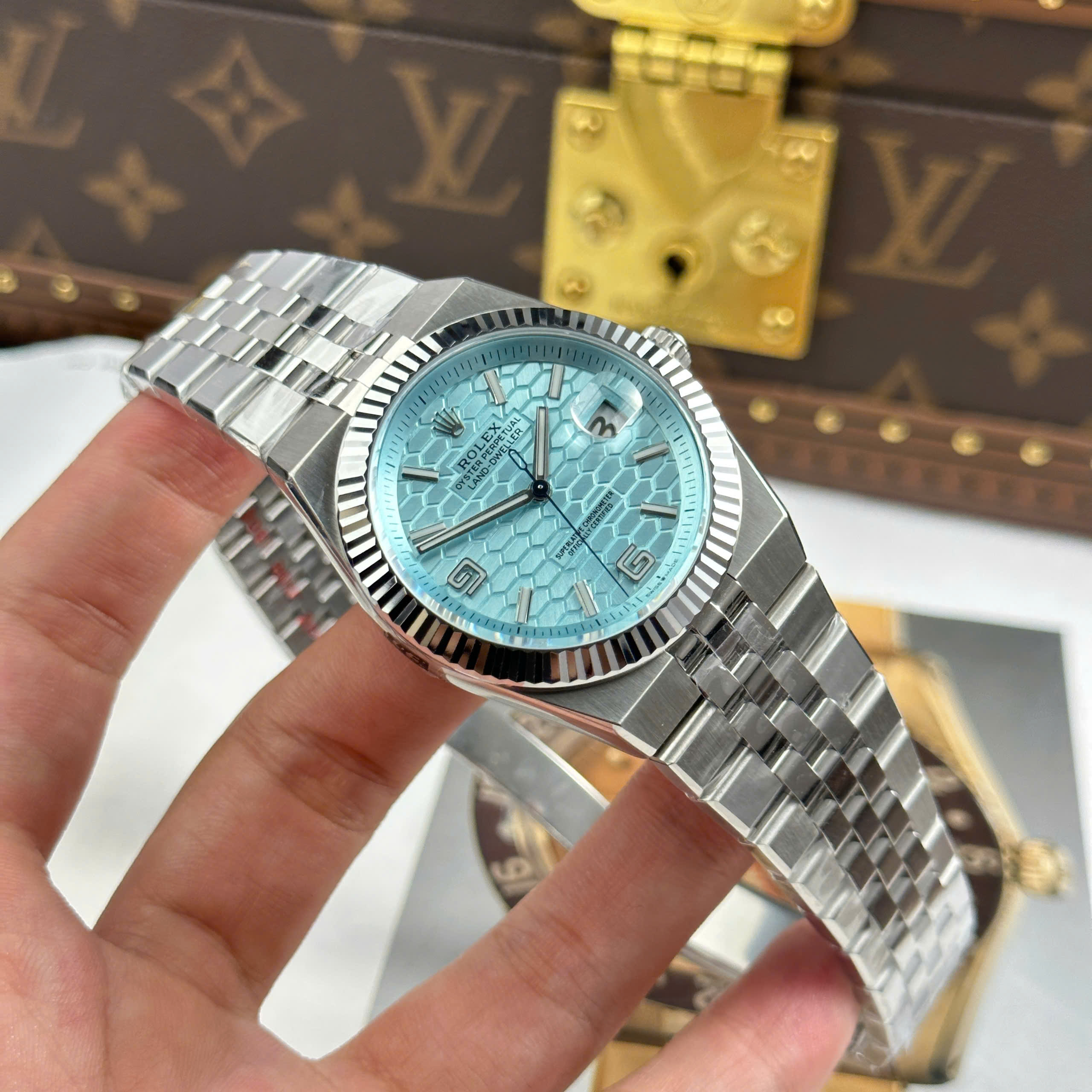 Rolex Land-Dweller Replica Watch Ice Blue Dial Stainless Steel Automatic Clean Factory 40mm (15)
