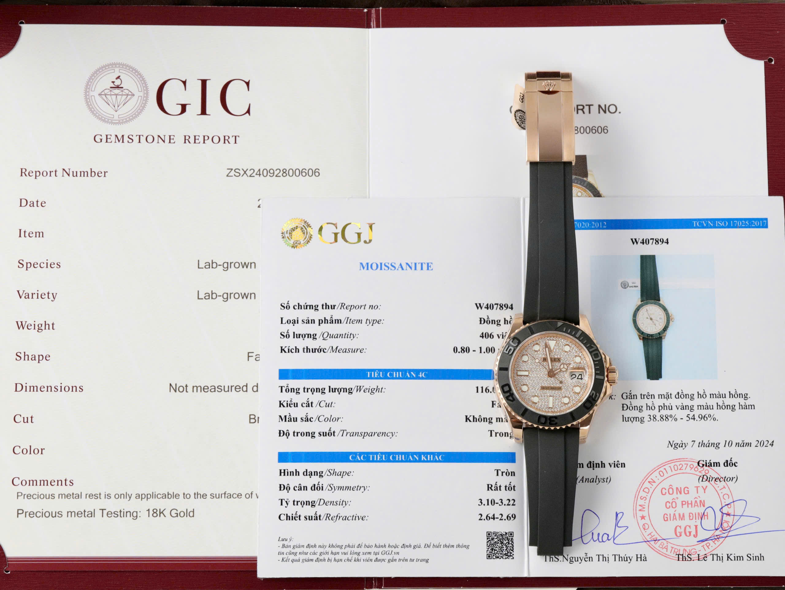 Rolex Yacht-Master V3 Luxury Imitation Watch Gold Wrapped 18K Diamond Moissanite Rubber Strap 40mm (8)