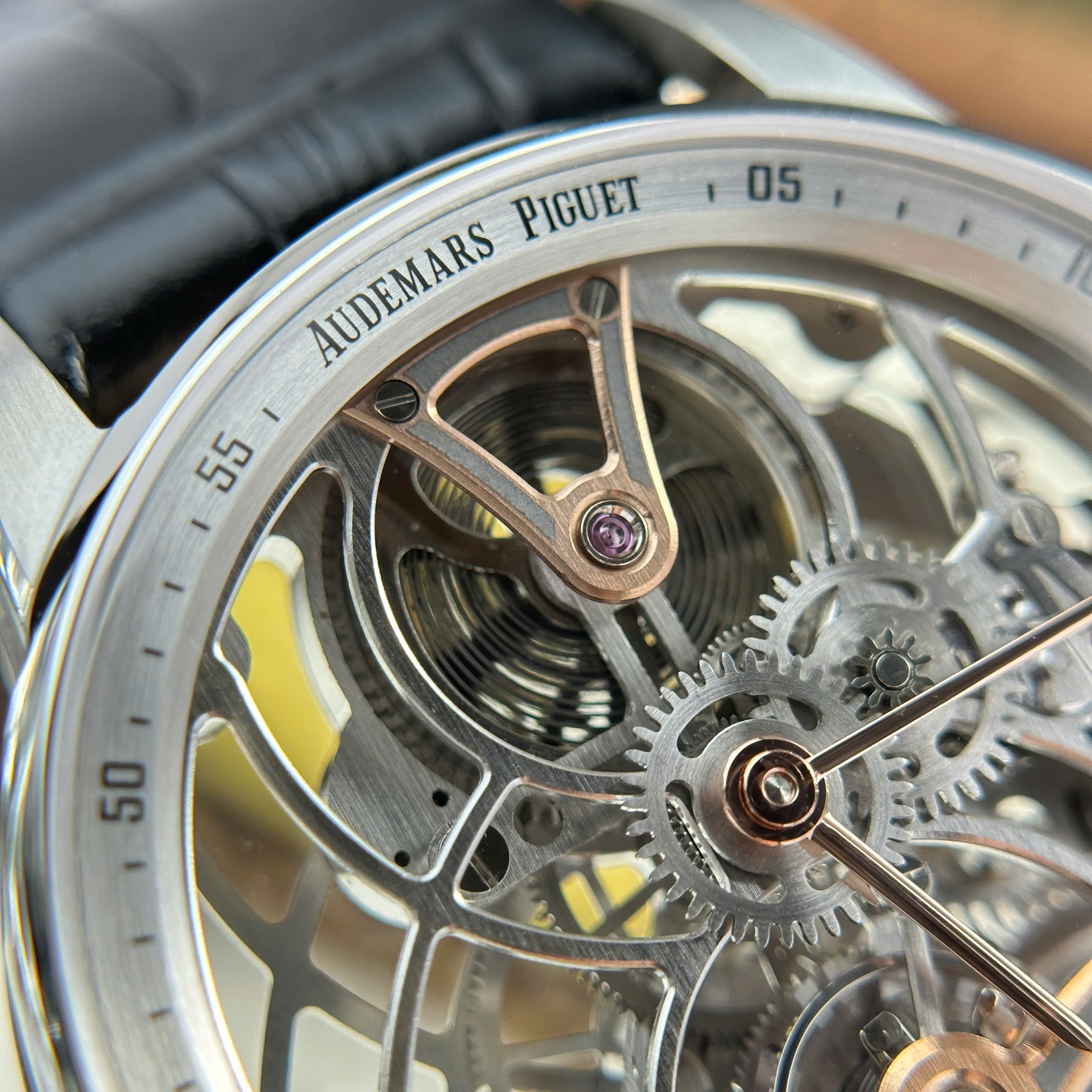 Audemars Piguet 26600 Tourbillon Openworked Imitation Luxury Watch Skeleton Dial Black Leather Strap 41mm (5)