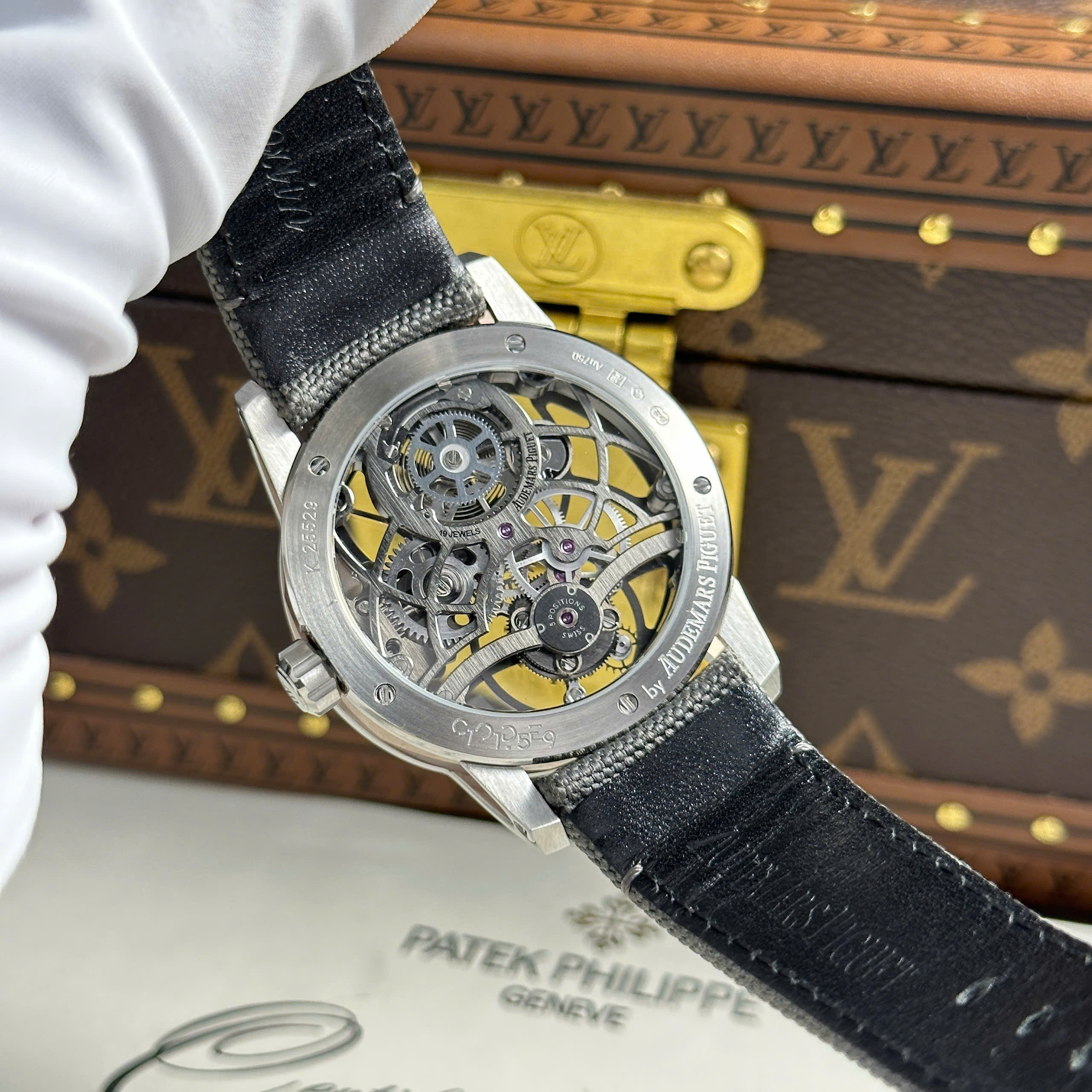 Audemars Piguet 26600 Tourbillon Openworked Replica Watch Grey Skeleton Dial Fabric Strap 41mm (2)