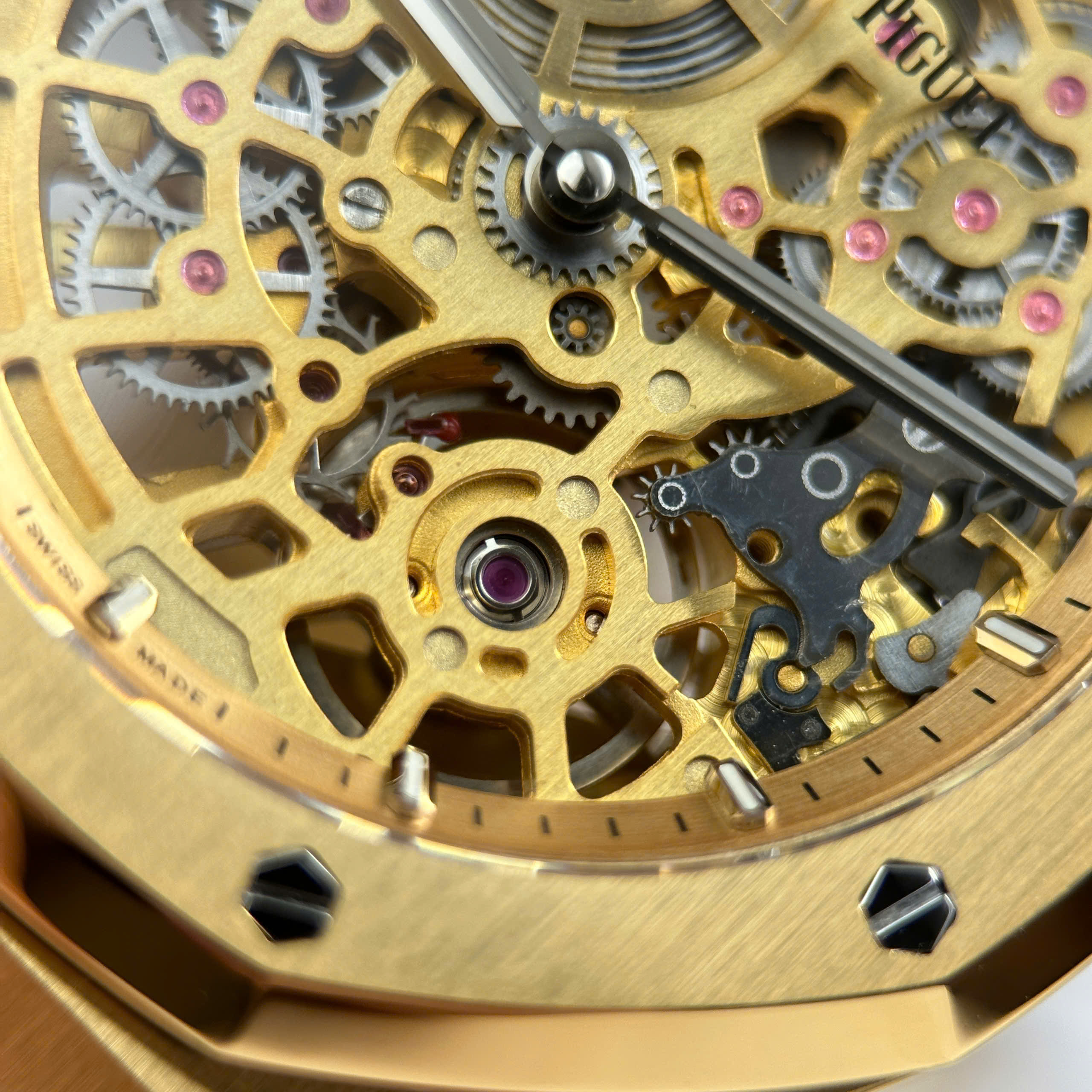 Audemars Piguet Good Imitation Watch Royal Oak Jumbo Extra-thin Openworked 16204 Gold Skeleton Dial ZF Factory 39mm (10)