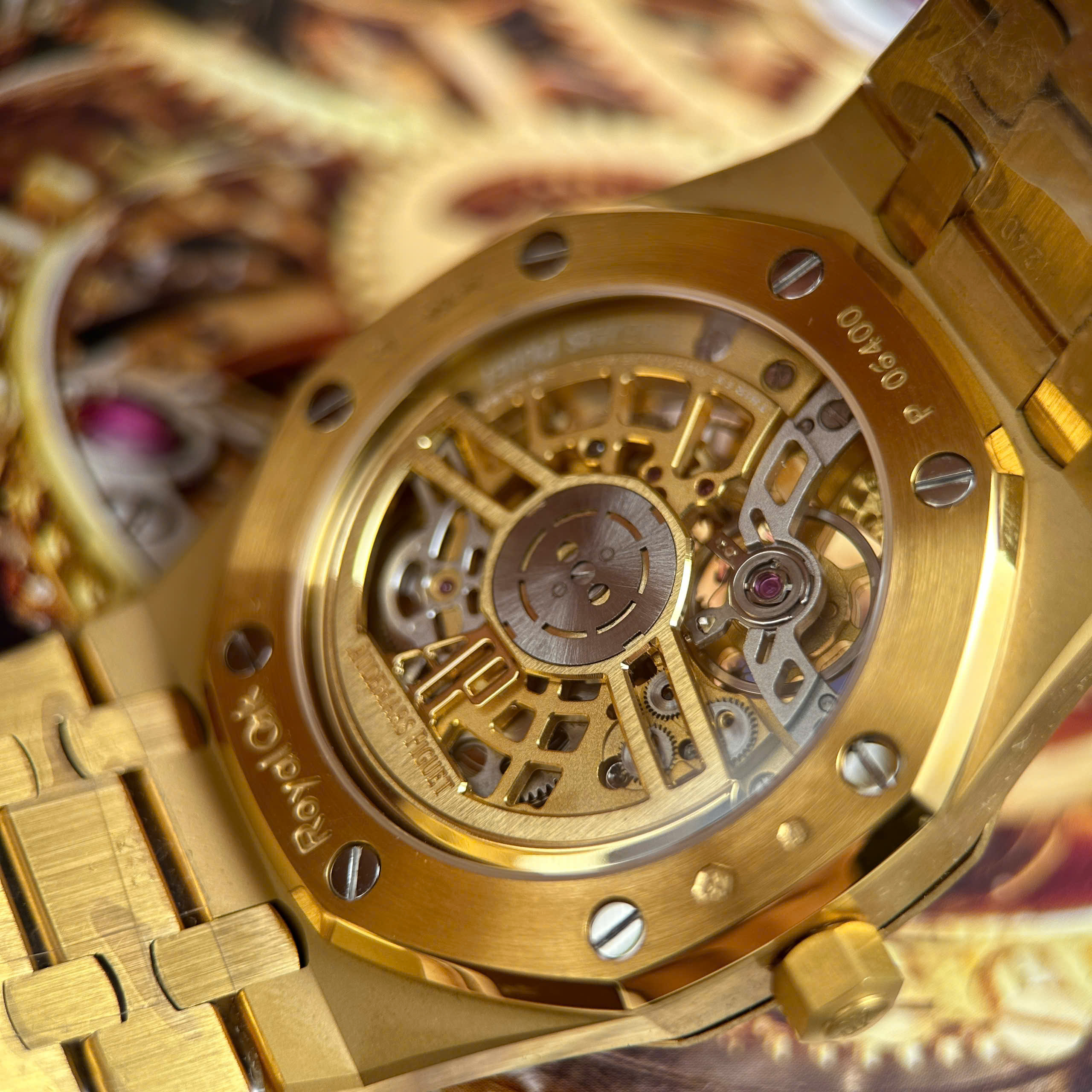 Audemars Piguet Good Imitation Watch Royal Oak Jumbo Extra-thin Openworked 16204 Gold Skeleton Dial ZF Factory 39mm (6)