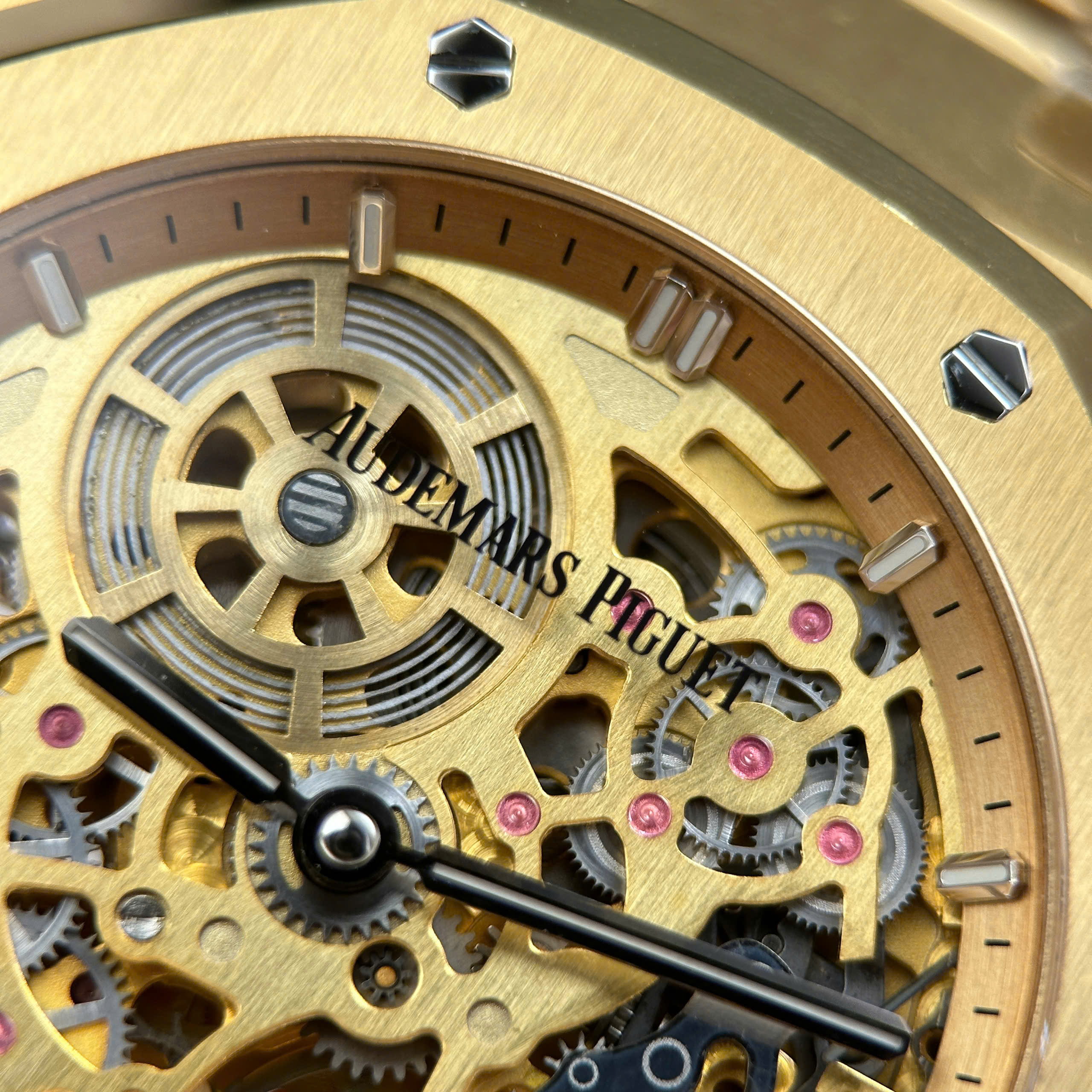Audemars Piguet Good Imitation Watch Royal Oak Jumbo Extra-thin Openworked 16204 Gold Skeleton Dial ZF Factory 39mm (9)