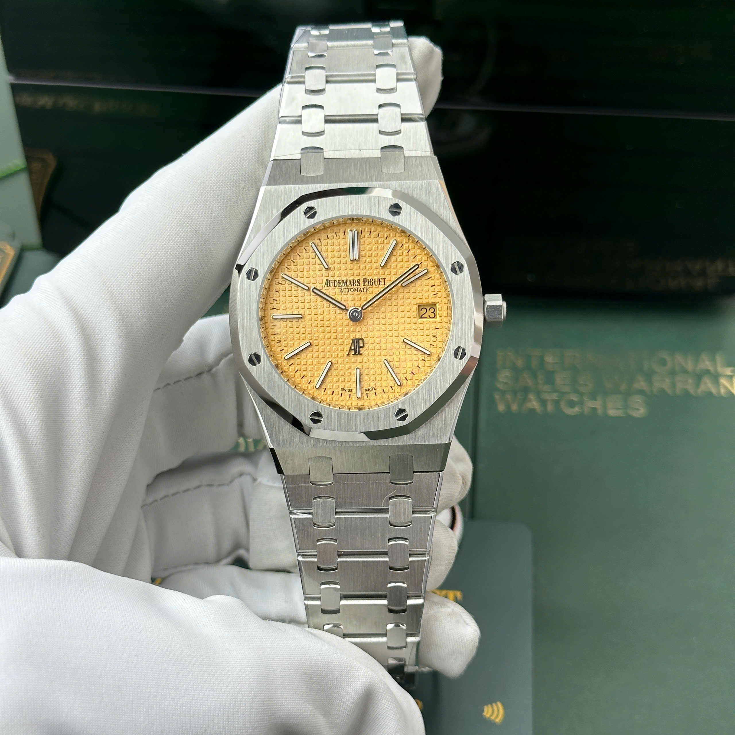 Audemars Piguet Imitation Watch Royal Oak Jumbo Extra-thin 15202 Yellow Dial Stainless Steel IP Factory 39mm (13)
