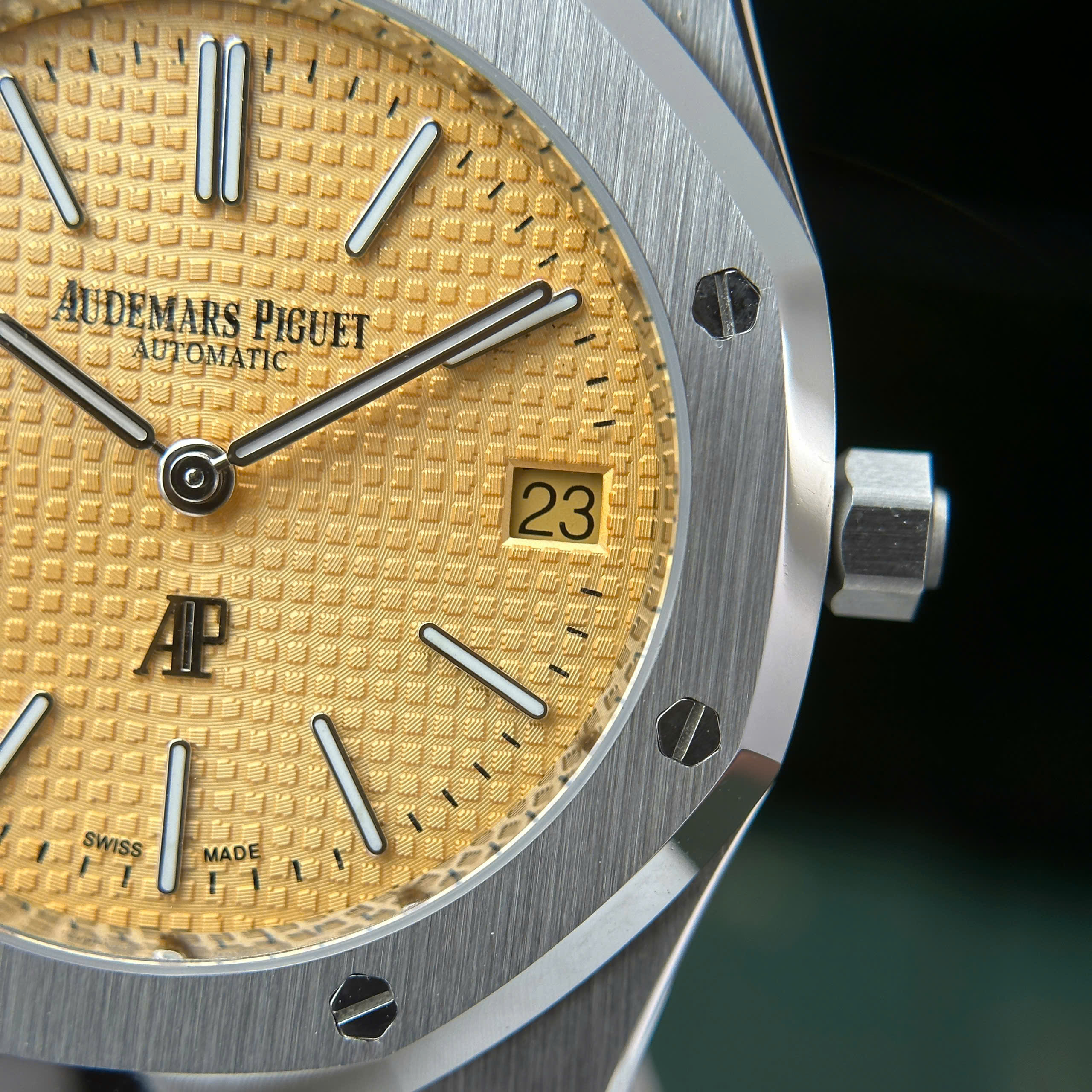 Audemars Piguet Imitation Watch Royal Oak Jumbo Extra-thin 15202 Yellow Dial Stainless Steel IP Factory 39mm (8)