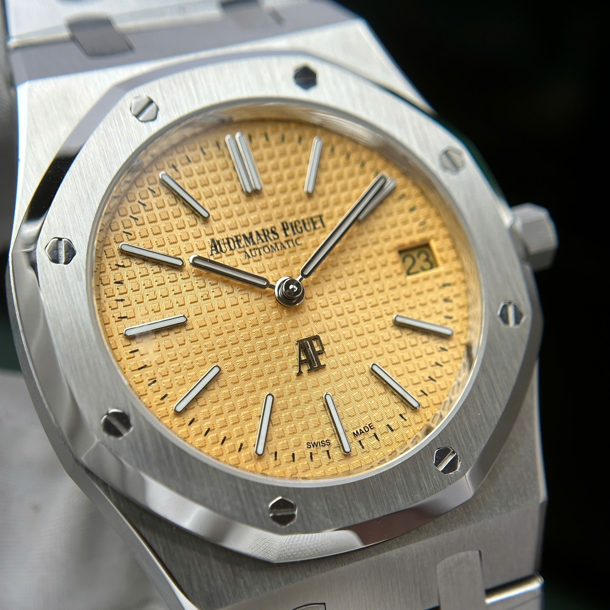 Audemars Piguet Imitation Watch Royal Oak Jumbo Extra-thin 15202 Yellow Dial Stainless Steel IP Factory 39mm (9)