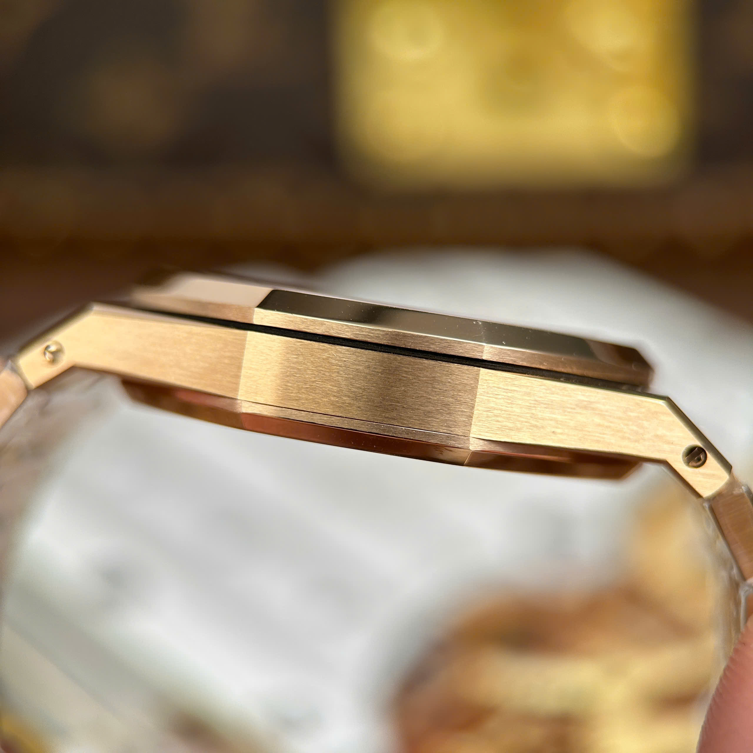 Audemars Piguet Imitation Watch Royal Oak Jumbo Extra-thin Openworked 16204 Rose Gold Plate Black Skeleton Dial ZF Factory 39mm (5)