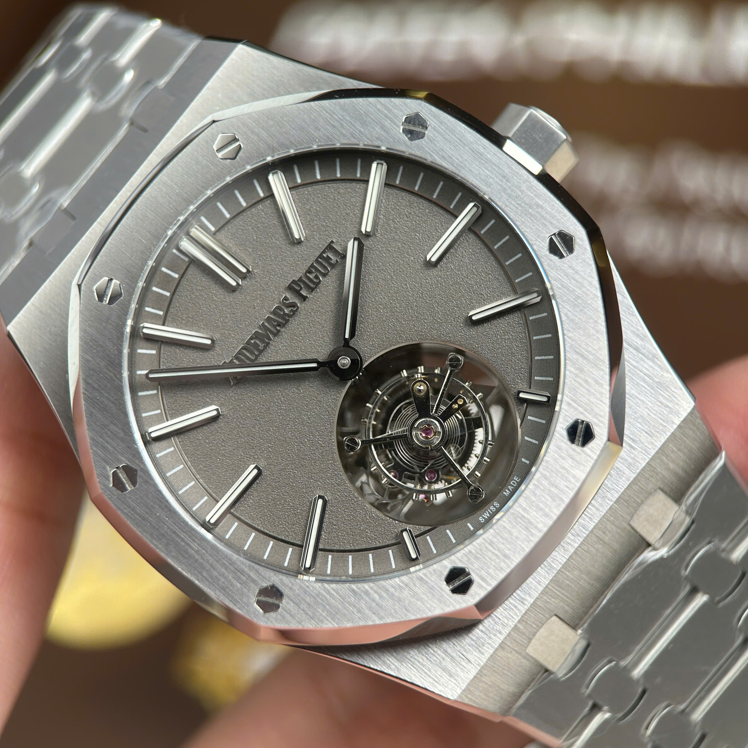 Audemars Piguet Knock Off Watch Royal Oak Flying Tourbillon 26530 Grey Dial BBS Factory 41mm (7)