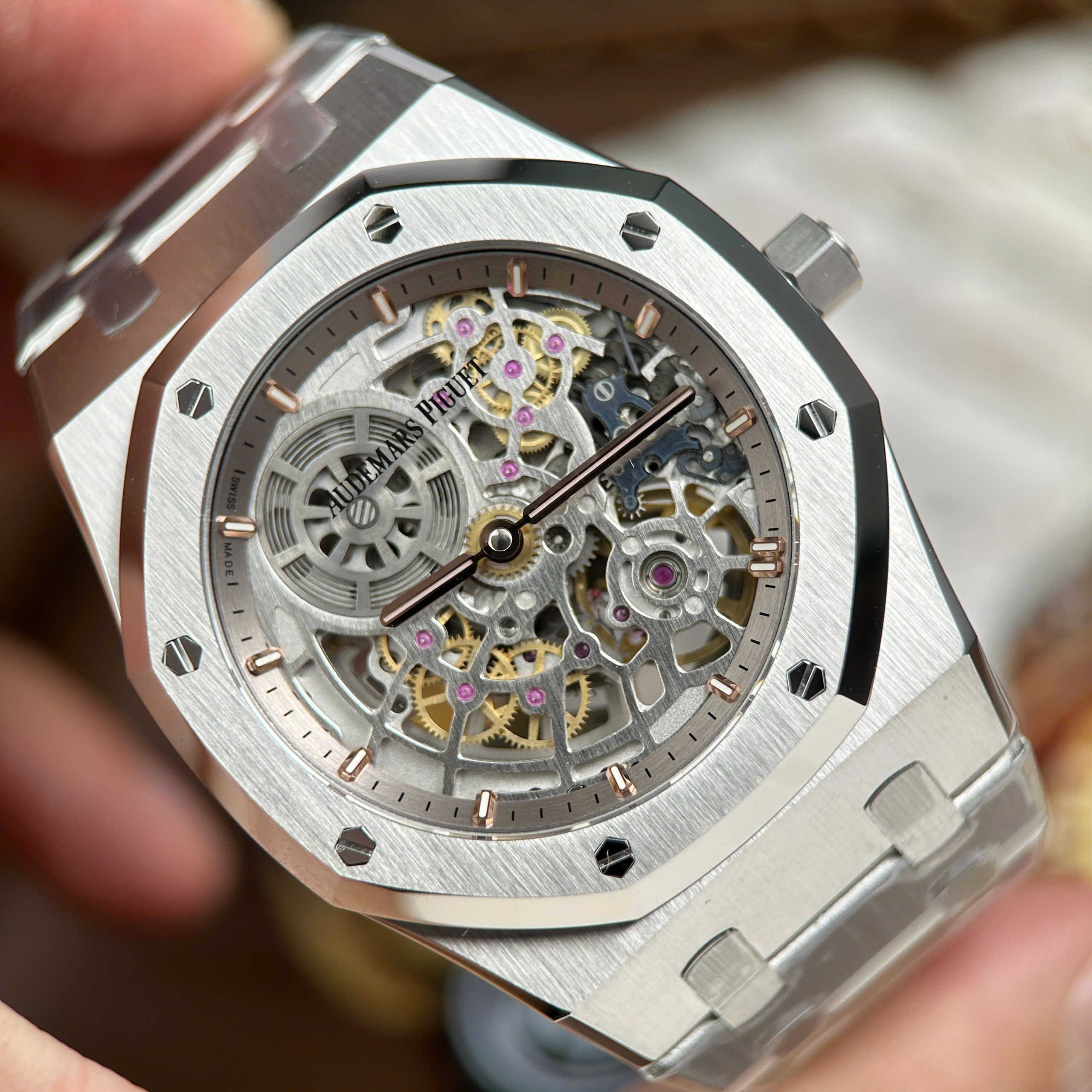 Audemars Piguet Replica 11 Royal Oak Jumbo Extra-thin Openworked 16204 Skeleton Dial Stainless Steel ZF Factory 39mm (11)