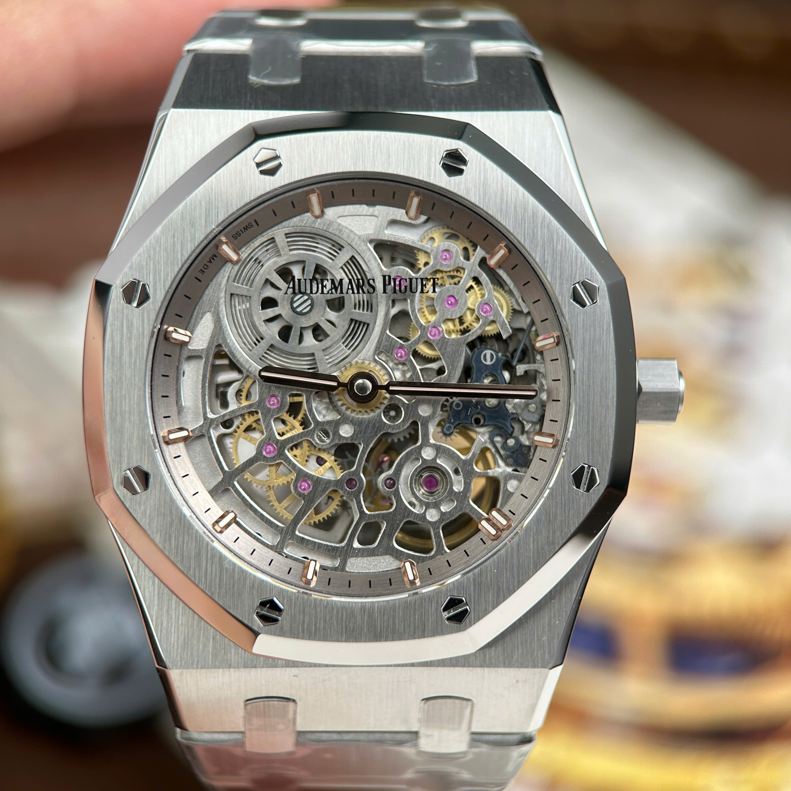 Audemars Piguet Replica 11 Royal Oak Jumbo Extra-thin Openworked 16204 Skeleton Dial Stainless Steel ZF Factory 39mm (12)