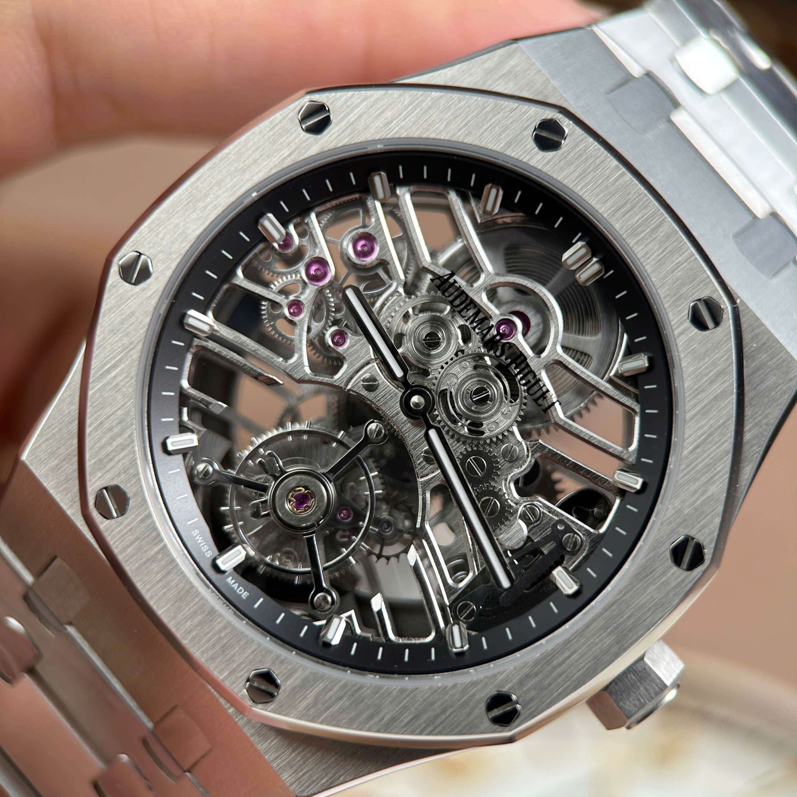 Audemars Piguet Royal Oak 26735 Imitation Luxury Watch Black Skeleton Dial Tourbillon 41mm (12)