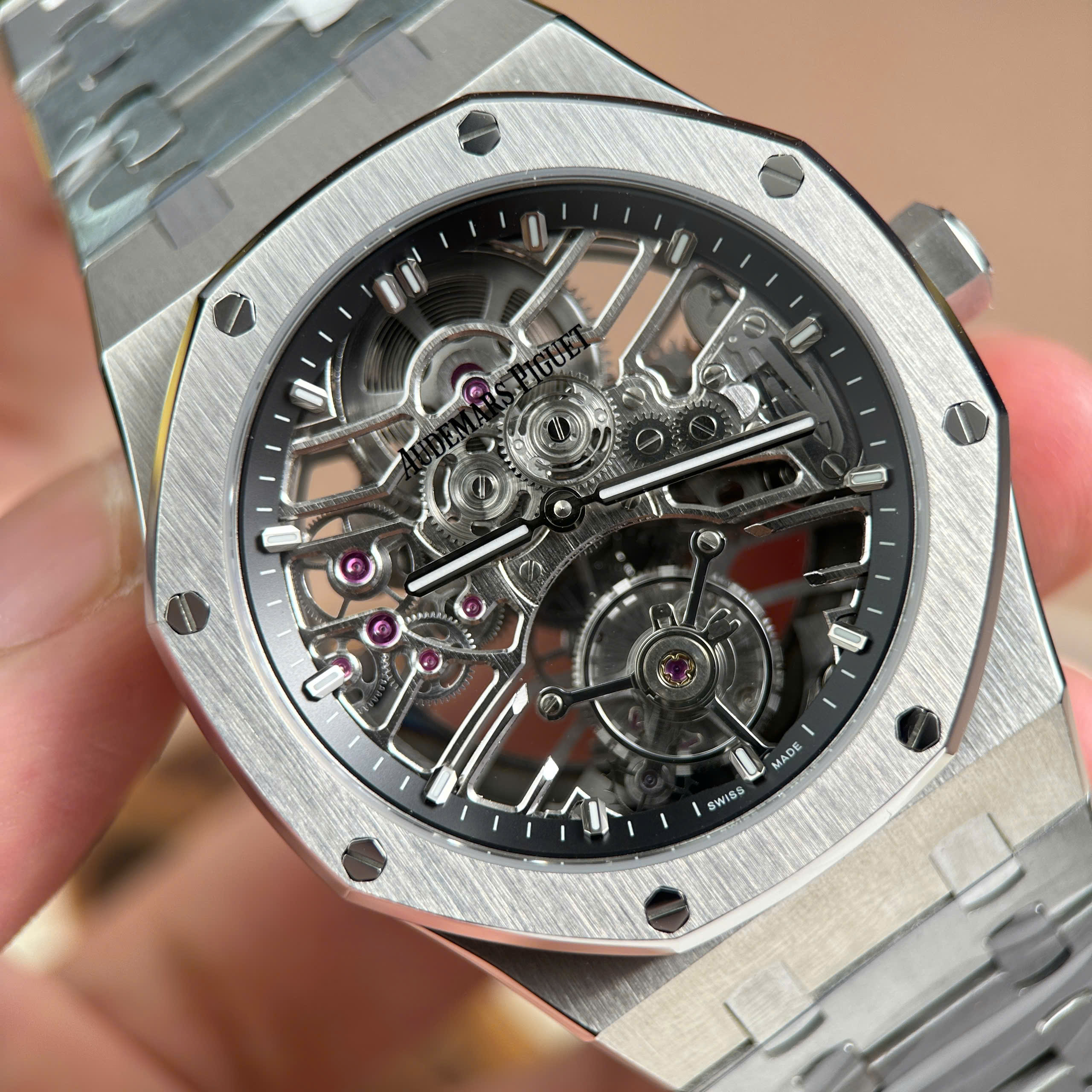 Audemars Piguet Royal Oak 26735 Imitation Luxury Watch Black Skeleton Dial Tourbillon 41mm (13)