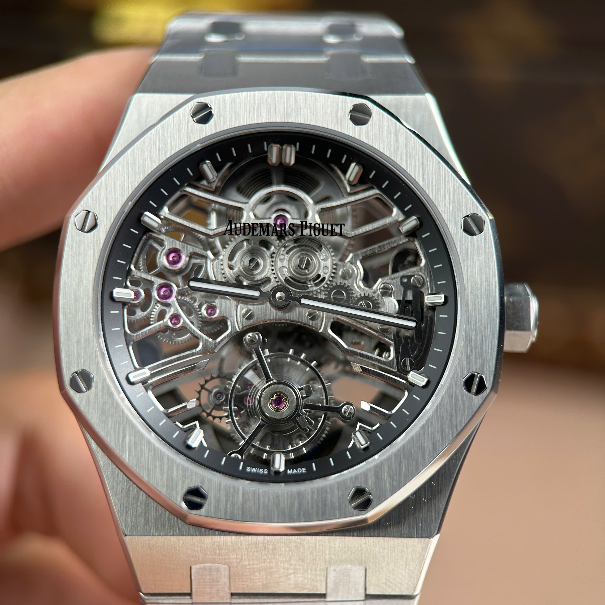 Audemars Piguet Royal Oak 26735 Imitation Luxury Watch Black Skeleton Dial Tourbillon 41mm (14)