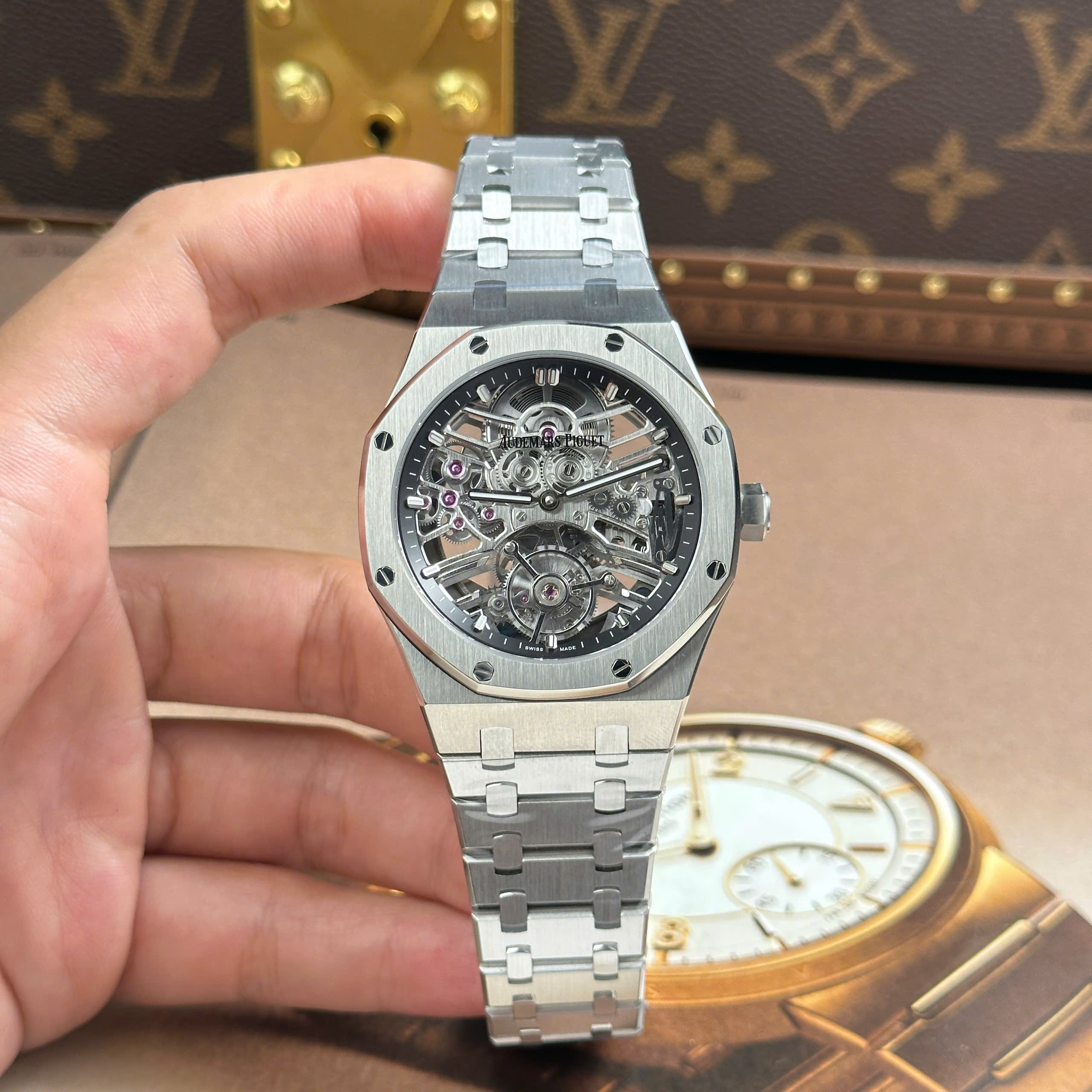 Audemars Piguet Royal Oak 26735 Imitation Luxury Watch Black Skeleton Dial Tourbillon 41mm (17)