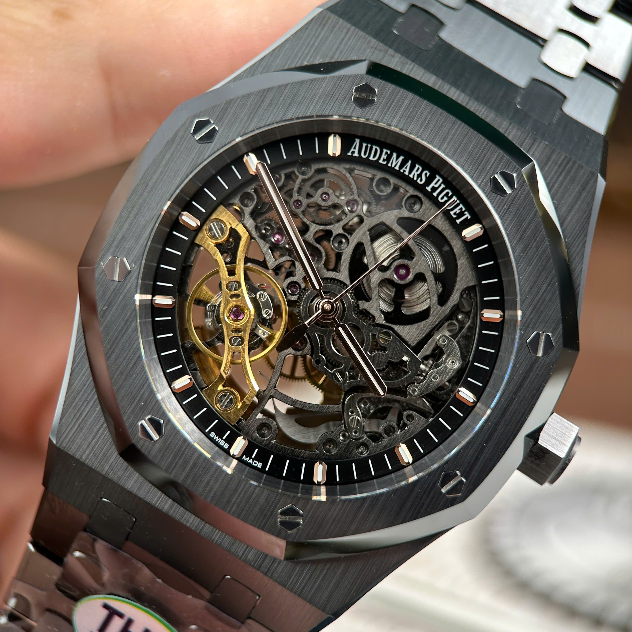 Audemars Piguet Royal Oak Openworked 15407 Best Replica Watch Black Ceramic Case Skeleton Dial THB Factory 41mm (10)