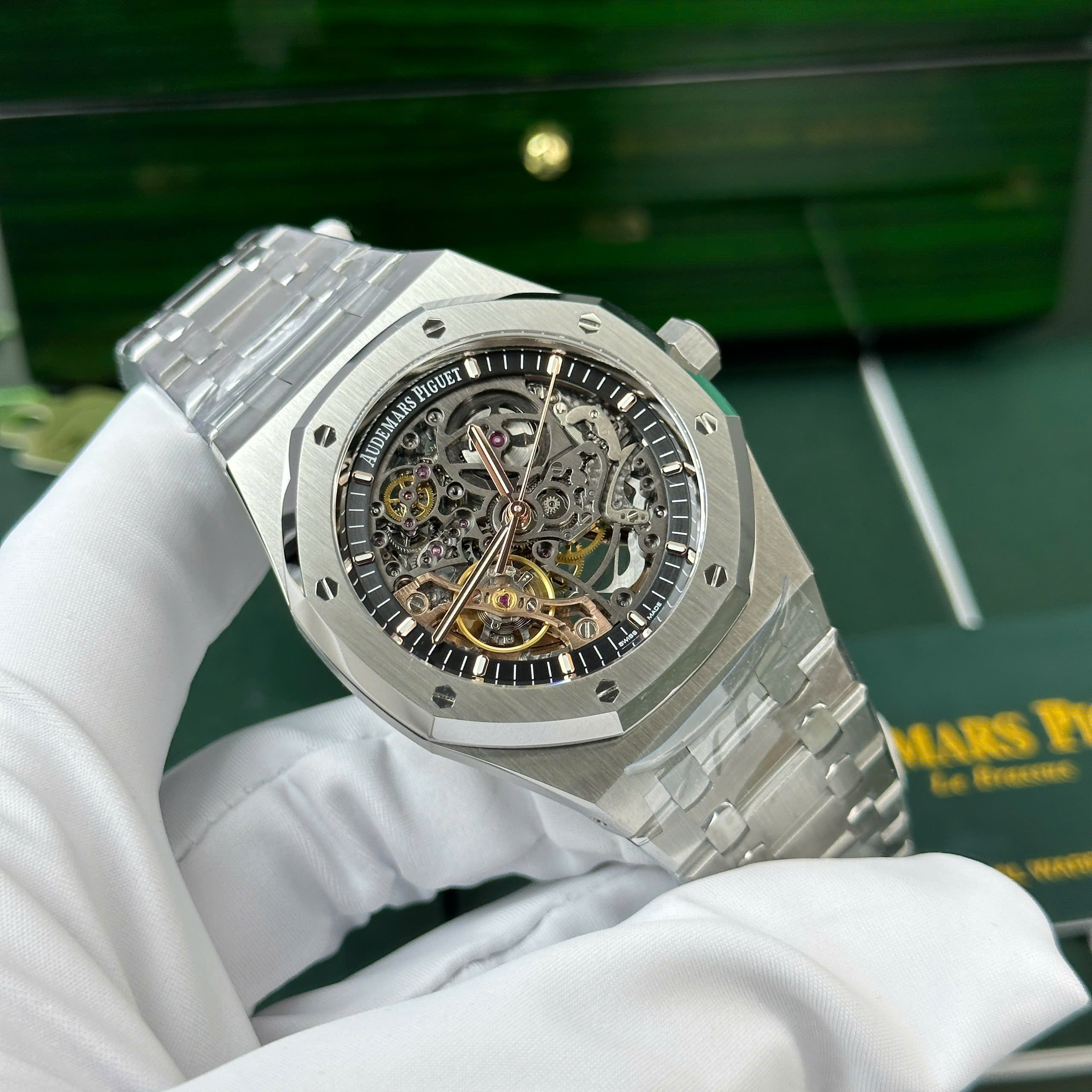 Audemars Piguet Royal Oak Openworked 15407 Imitation Watch Stainless Steel Black Skeleton Dial THB Factory 41mm (10)