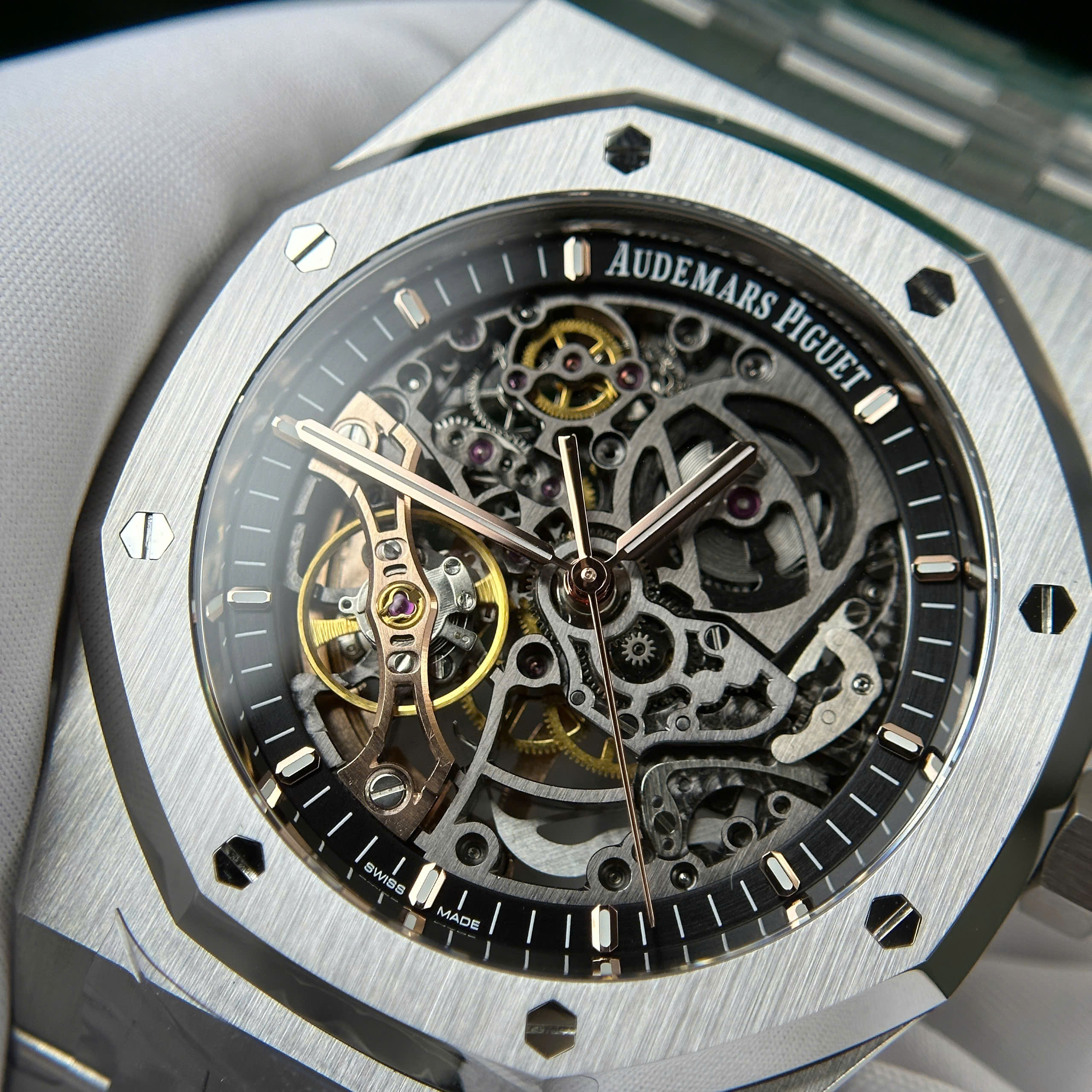 Audemars Piguet Royal Oak Openworked 15407 Imitation Watch Stainless Steel Black Skeleton Dial THB Factory 41mm (6)