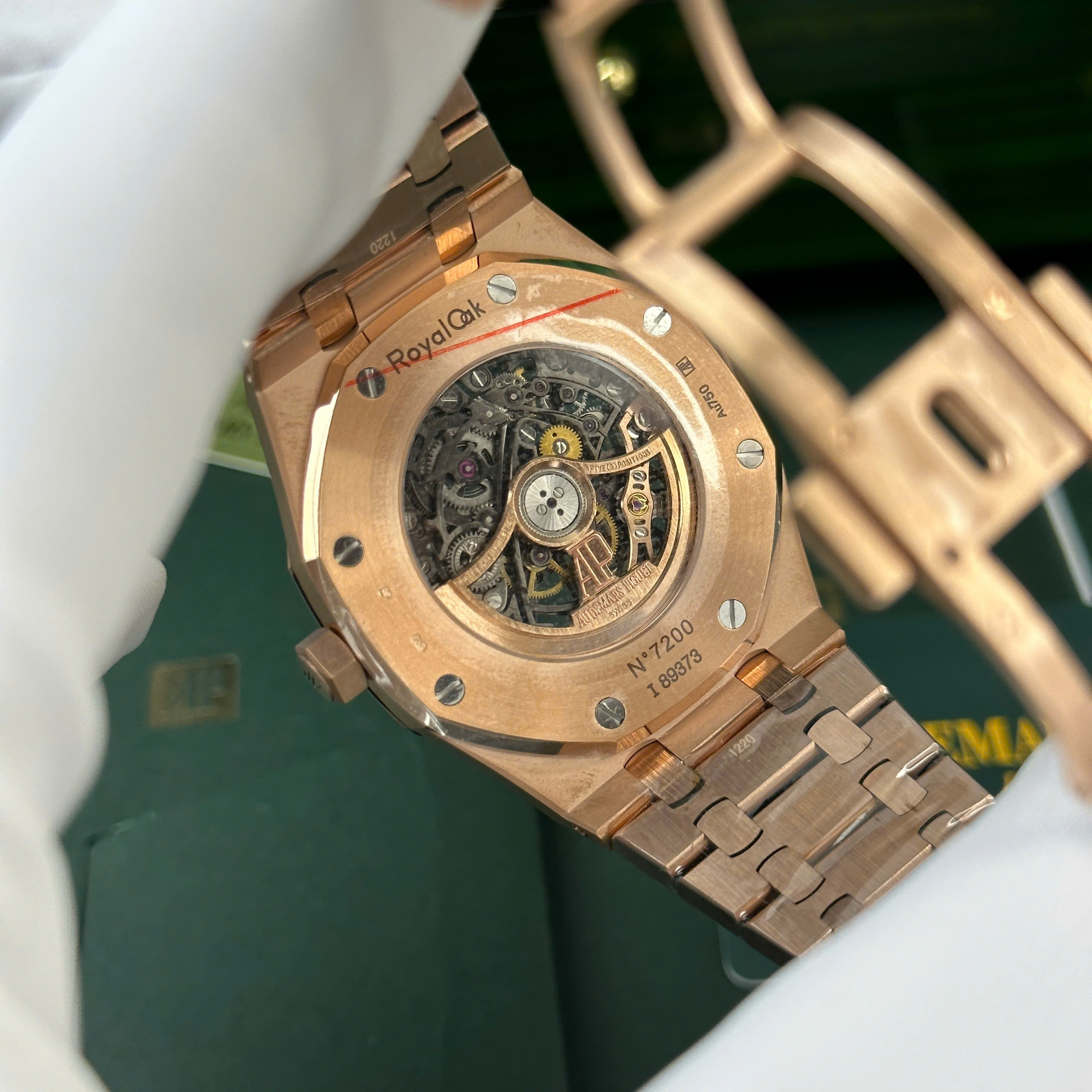 Audemars Piguet Royal Oak Openworked 15407 Replica Watch Rose Gold Plate Black Skeleton Dial 41mm (2)