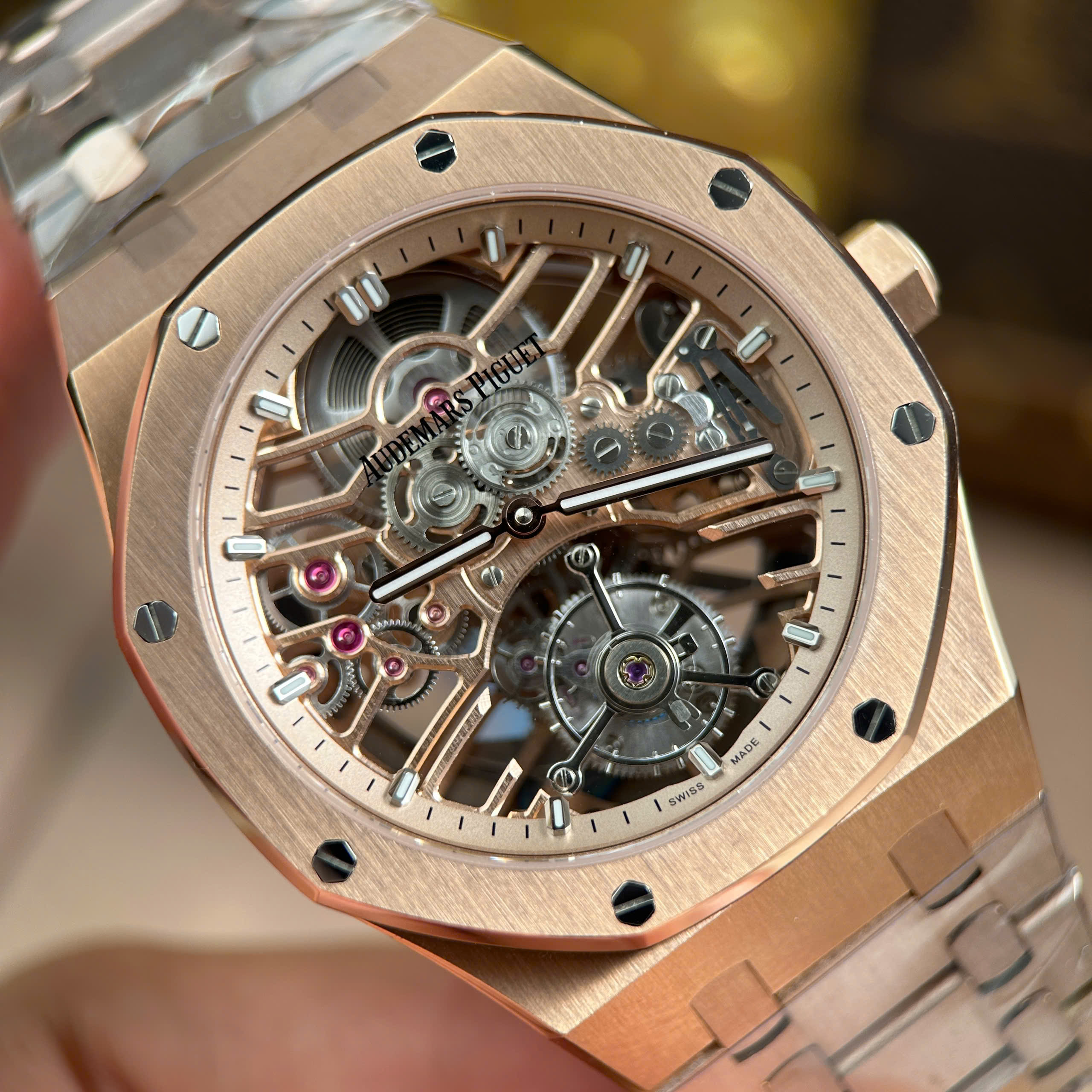 Audemars Piguet Royal Oak Tourbillon 26735 Best Quality Replica Watch Rose Gold Plate Skeleton Dial 41mm (11)