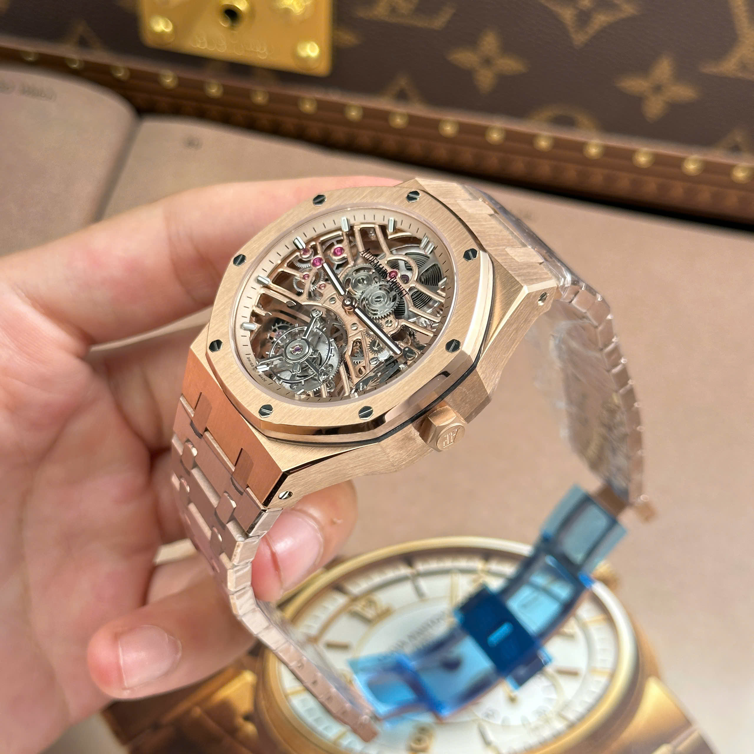 Audemars Piguet Royal Oak Tourbillon 26735 Best Quality Replica Watch Rose Gold Plate Skeleton Dial 41mm (13)
