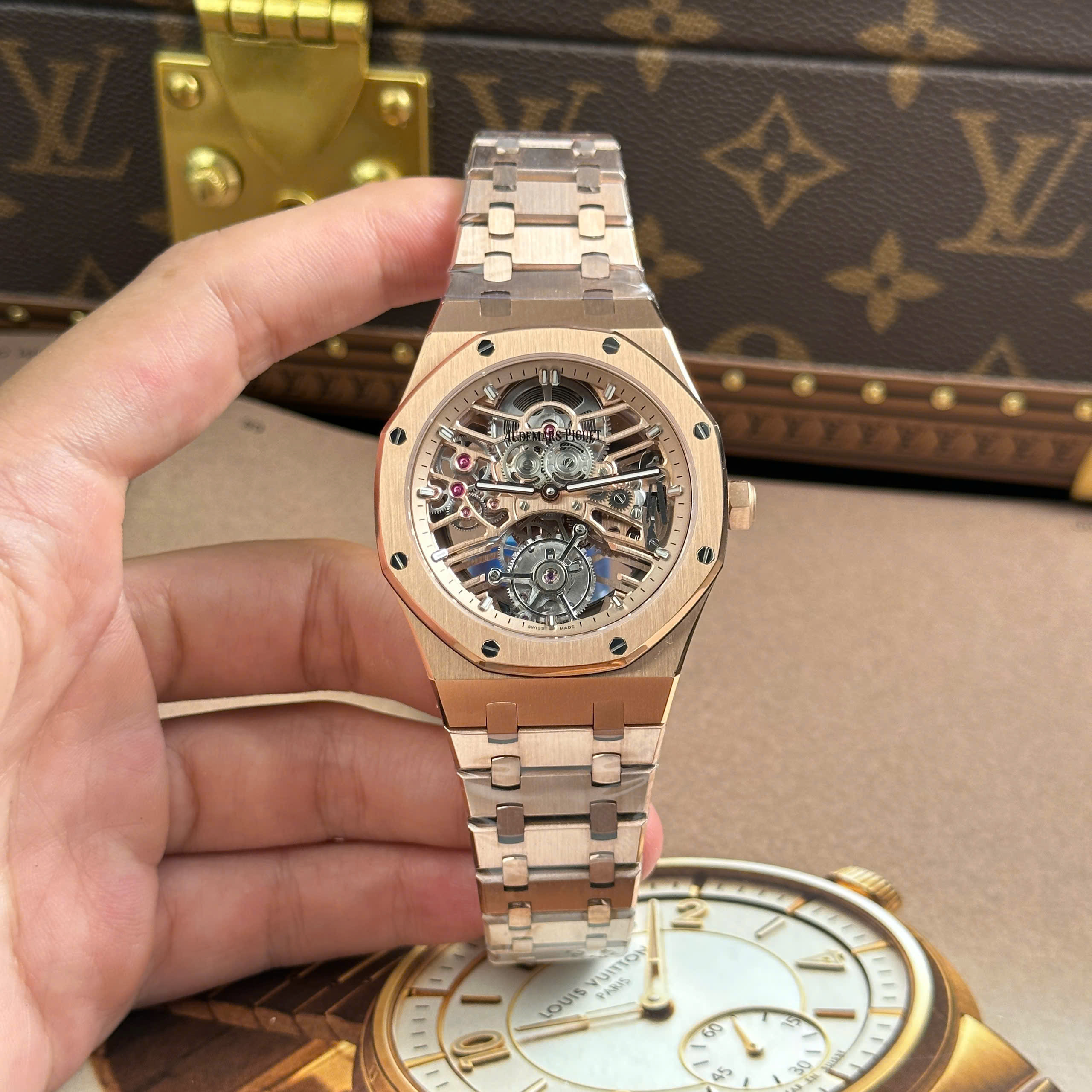 Audemars Piguet Royal Oak Tourbillon 26735 Best Quality Replica Watch Rose Gold Plate Skeleton Dial 41mm (15)